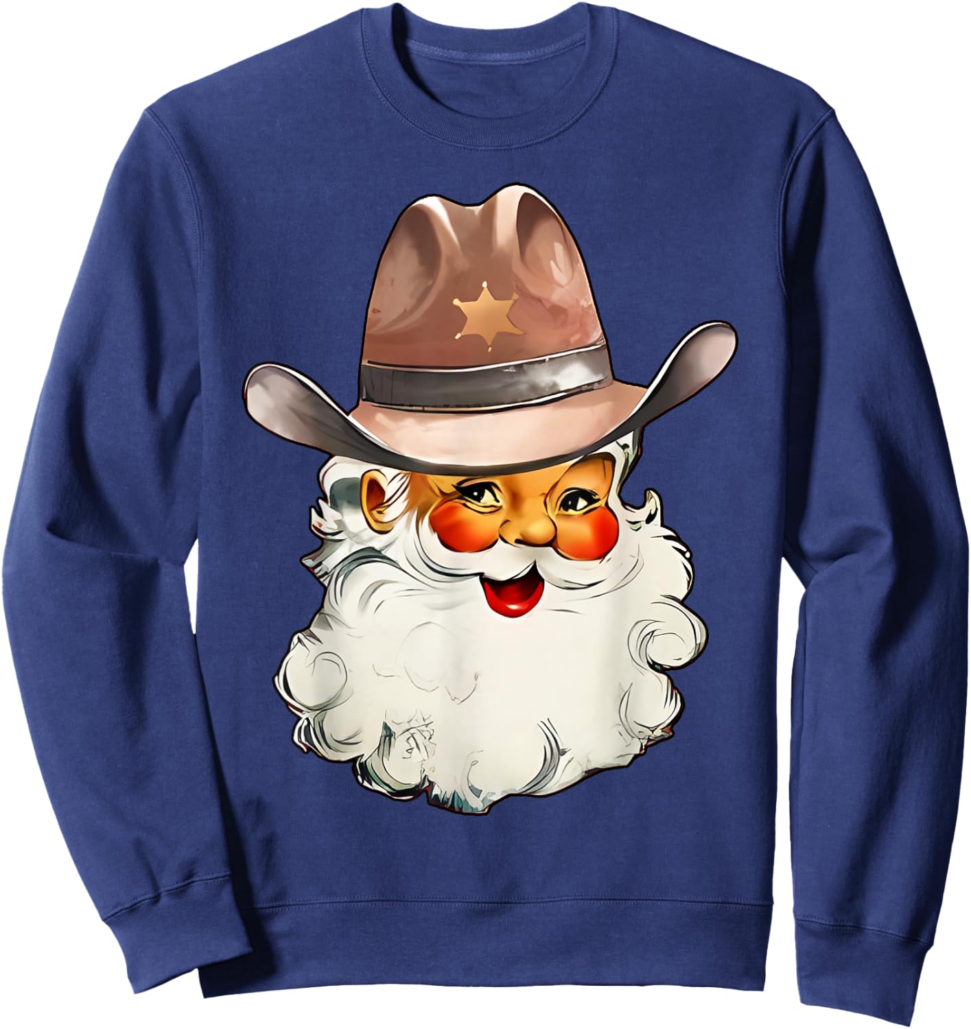 Santa Cowboy Cowgirl Western Howdy Christmas Sweatshirt - Sweatshirt | Navy