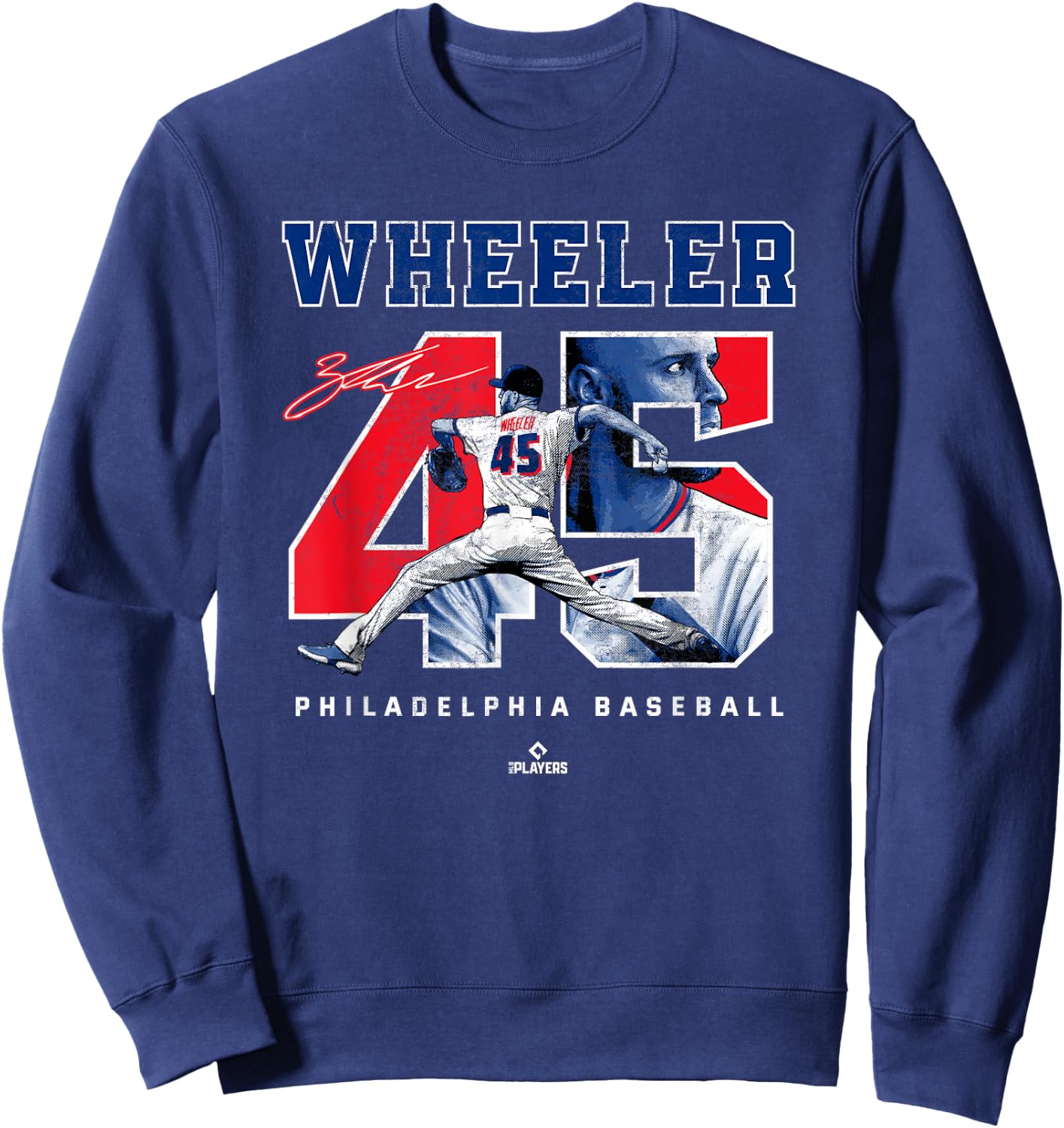 BallPark MVP Number and Portrait Zack Wheeler Philadelphia MLBPA Sweatshirt - Sweatshirt | Navy
