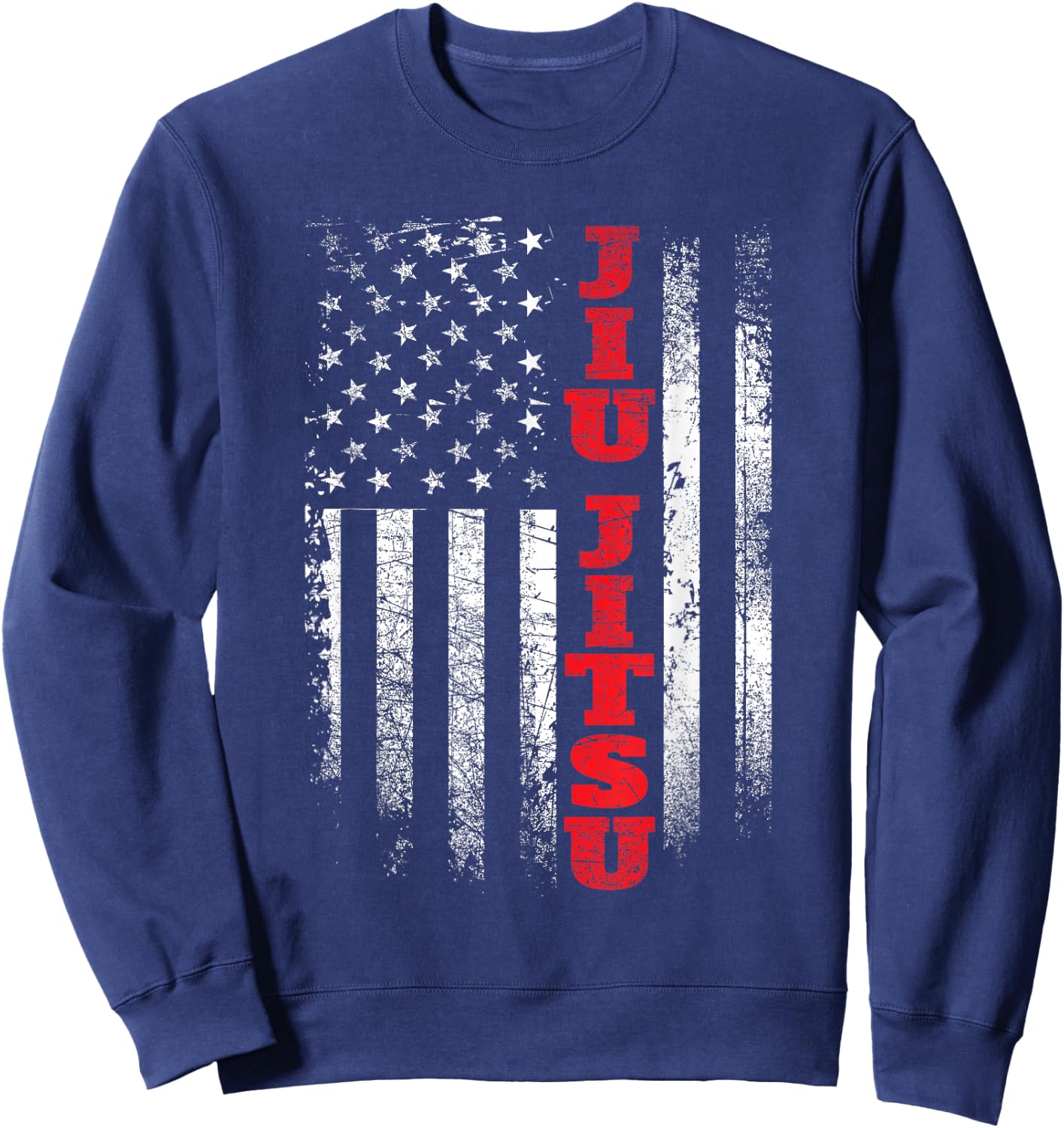 Jiu Jitsu - USA American Flag Martial Arts Ground Fighting Sweatshirt - Sweatshirt | Navy