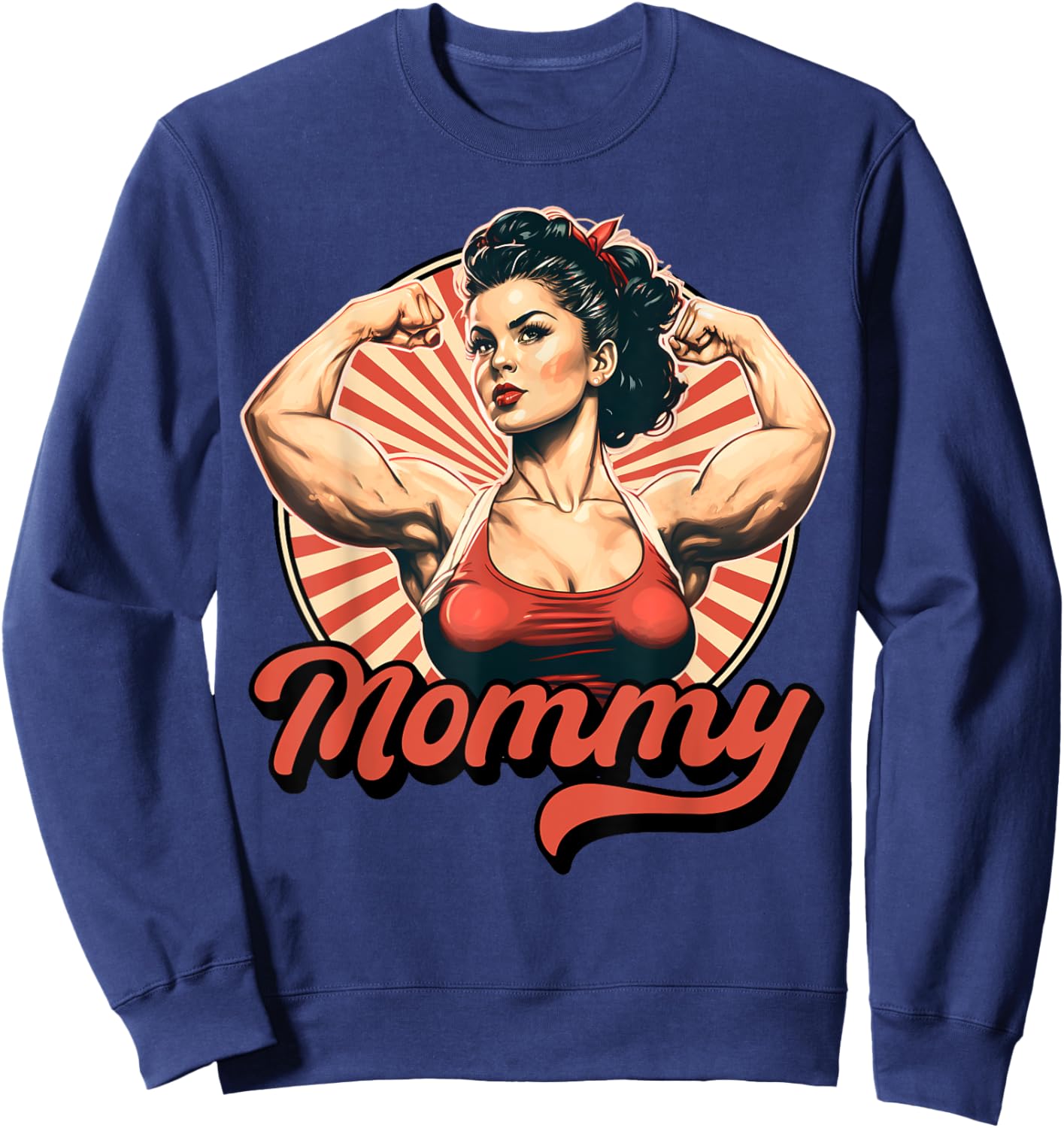 Mommy Retro Weightlifting And Bodybuilding Gym Mom Sweatshirt - Sweatshirt | Navy