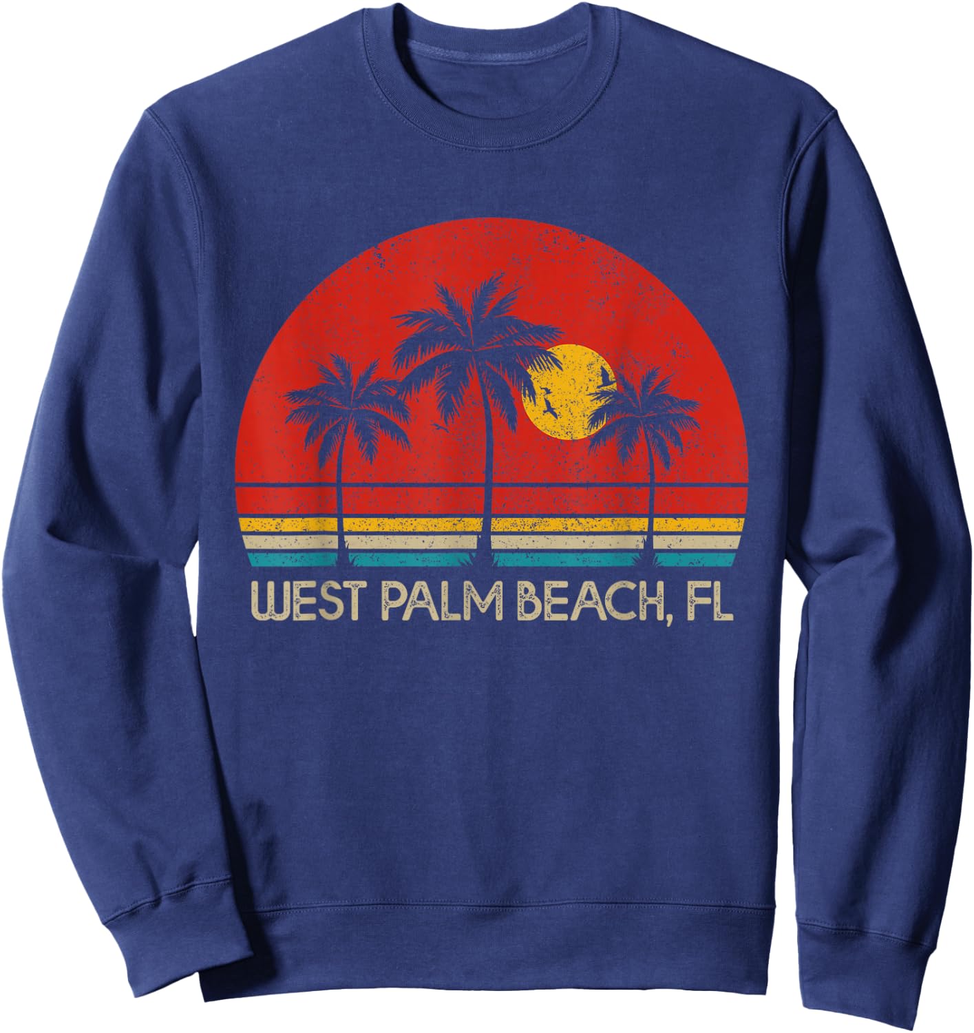 West Palm Beach Florida FL Surfer Retro Vintage Sweatshirt - Sweatshirt | Navy