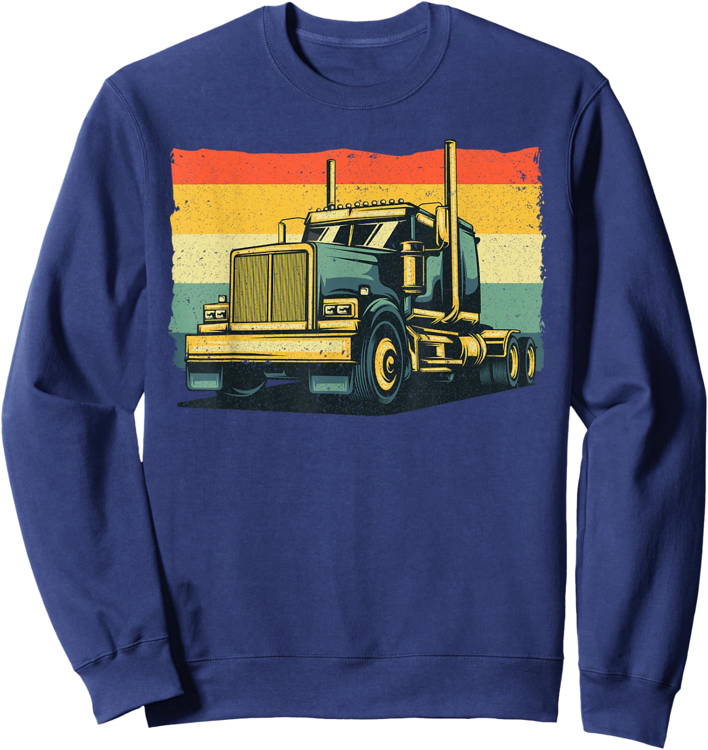 Vintage Trucker Art Women Kids Trucking Truck Lovers Sweatshirt - Sweatshirt | Navy