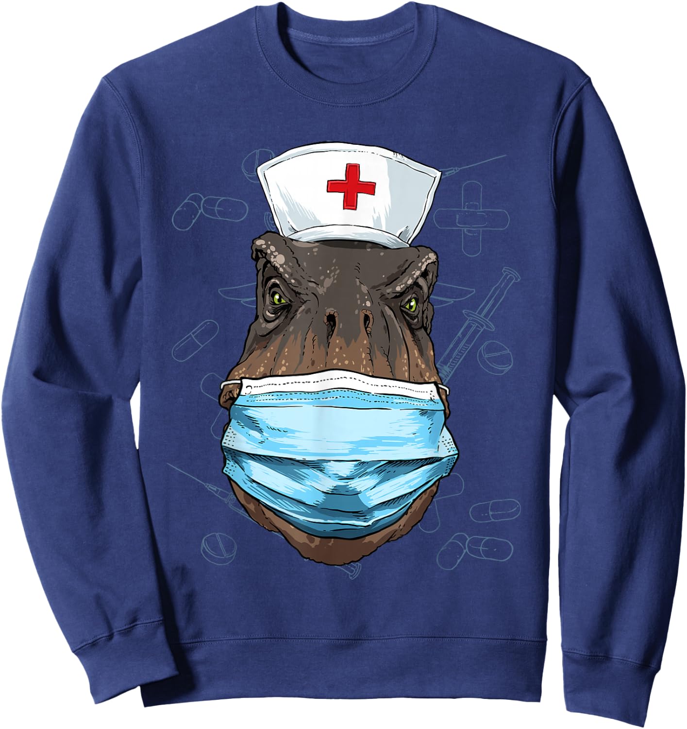 Hospital T Rex ER Nurse RN LPN Nurse Life Dinosaur Lover Sweatshirt - Sweatshirt | Navy