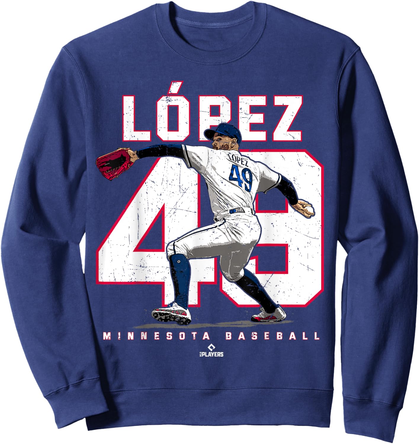 BallPark MVP -Adults Black Small Number and Portrait Pablo Lopez Minnesota MLBPA Sweatshirt - Sweatshirt | Navy