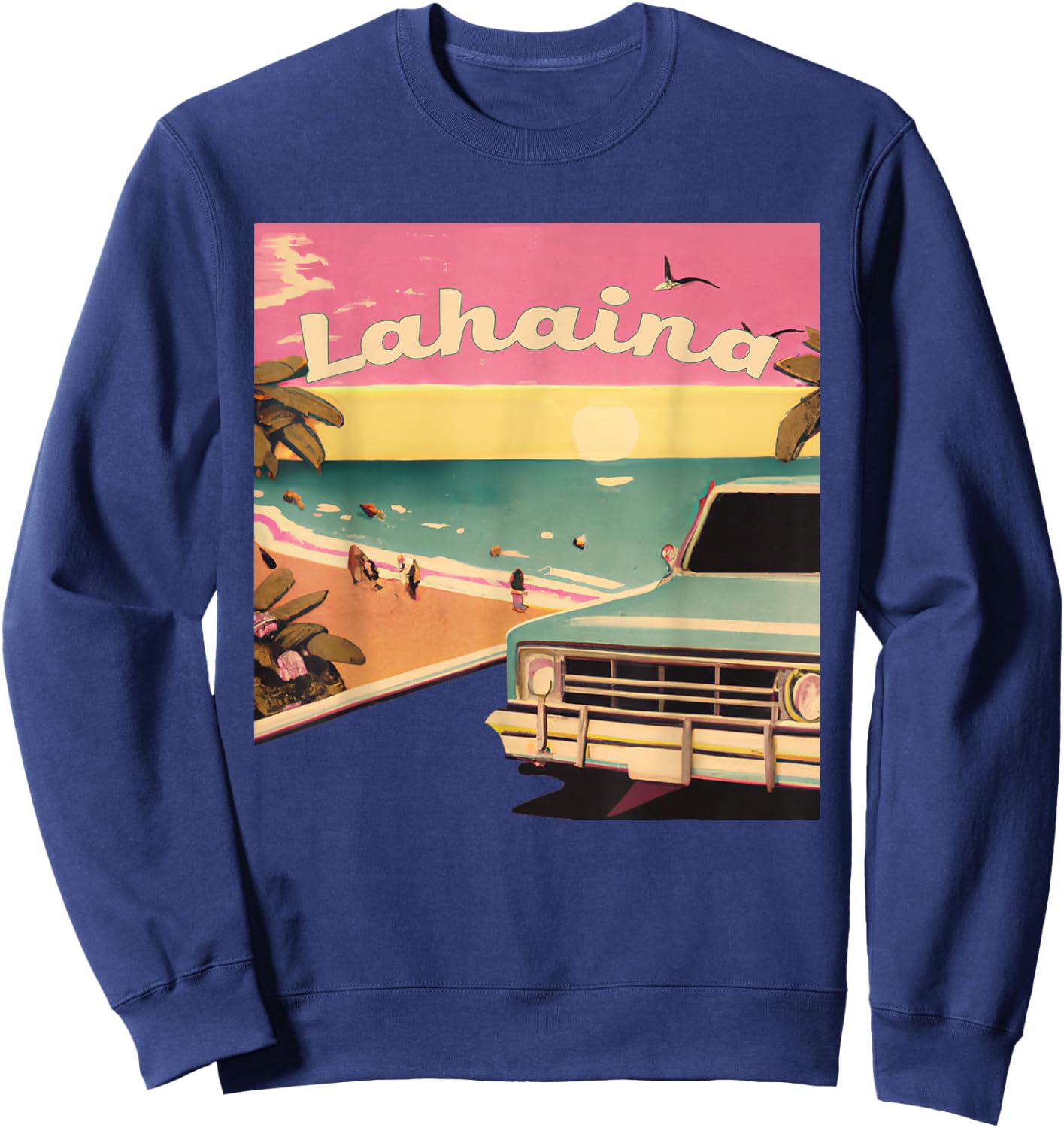 Lahaina Retro Beach Vacation Souvenir Lahaina Surf Women Kids Sweatshirt - Sweatshirt | Navy