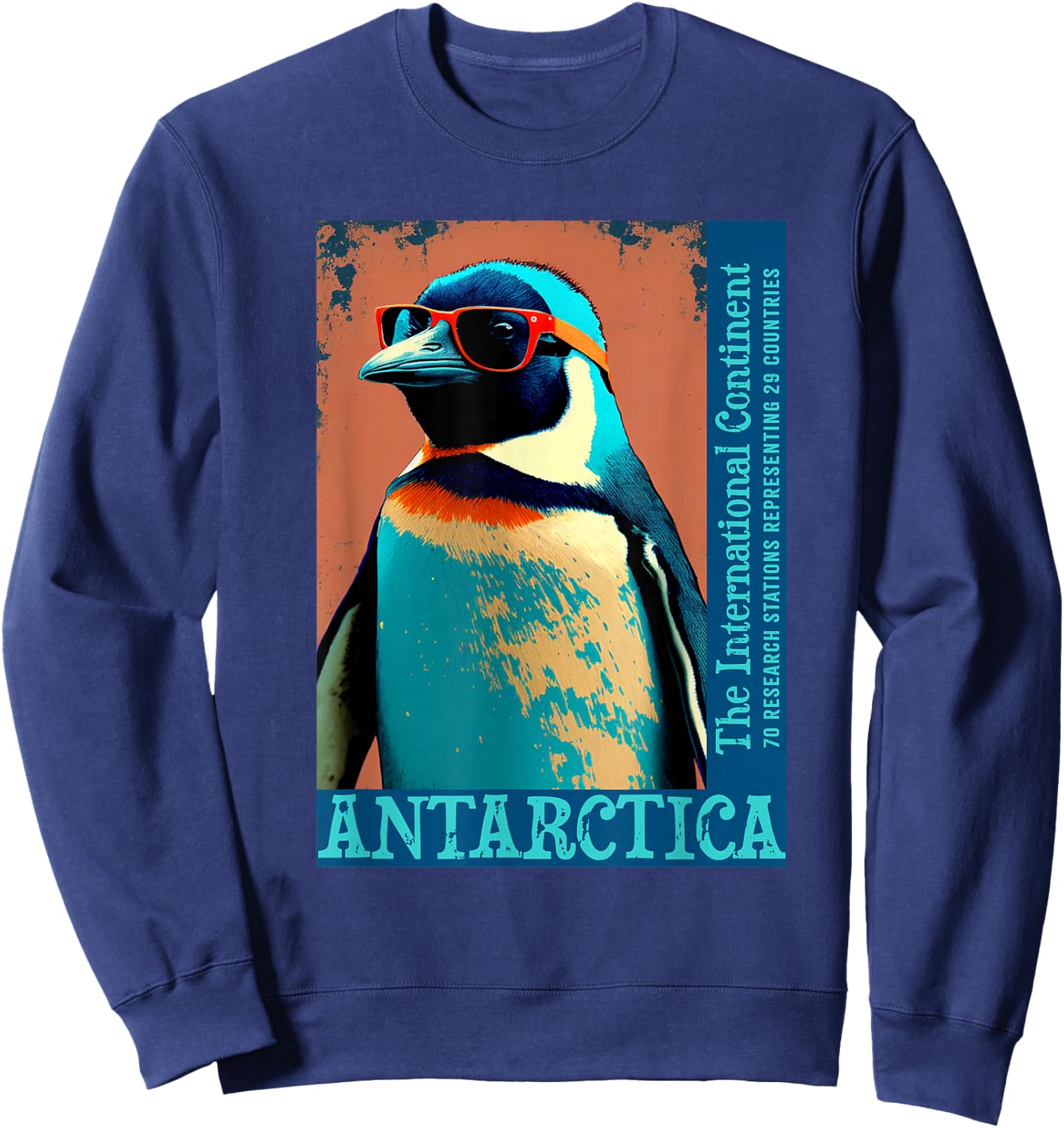 Antarctica Funny Penguin Apparel and Decor Cute Cool Penguin Antarctic Research Souvenir - -Adults - Black - Short Sleeve - Classic Fit - Small Sweatshirt - Sweatshirt | Navy