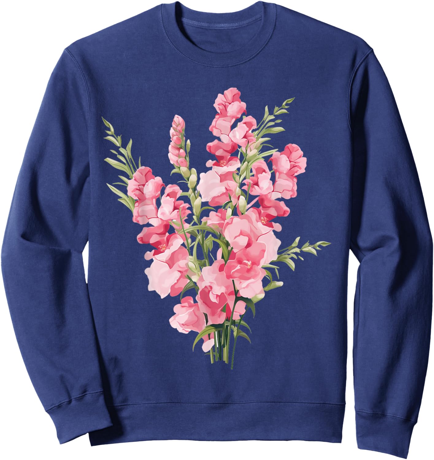 Bright and Colorful Flowers: Pink Snapdragon Flowers Sweatshirt - Sweatshirt | Navy