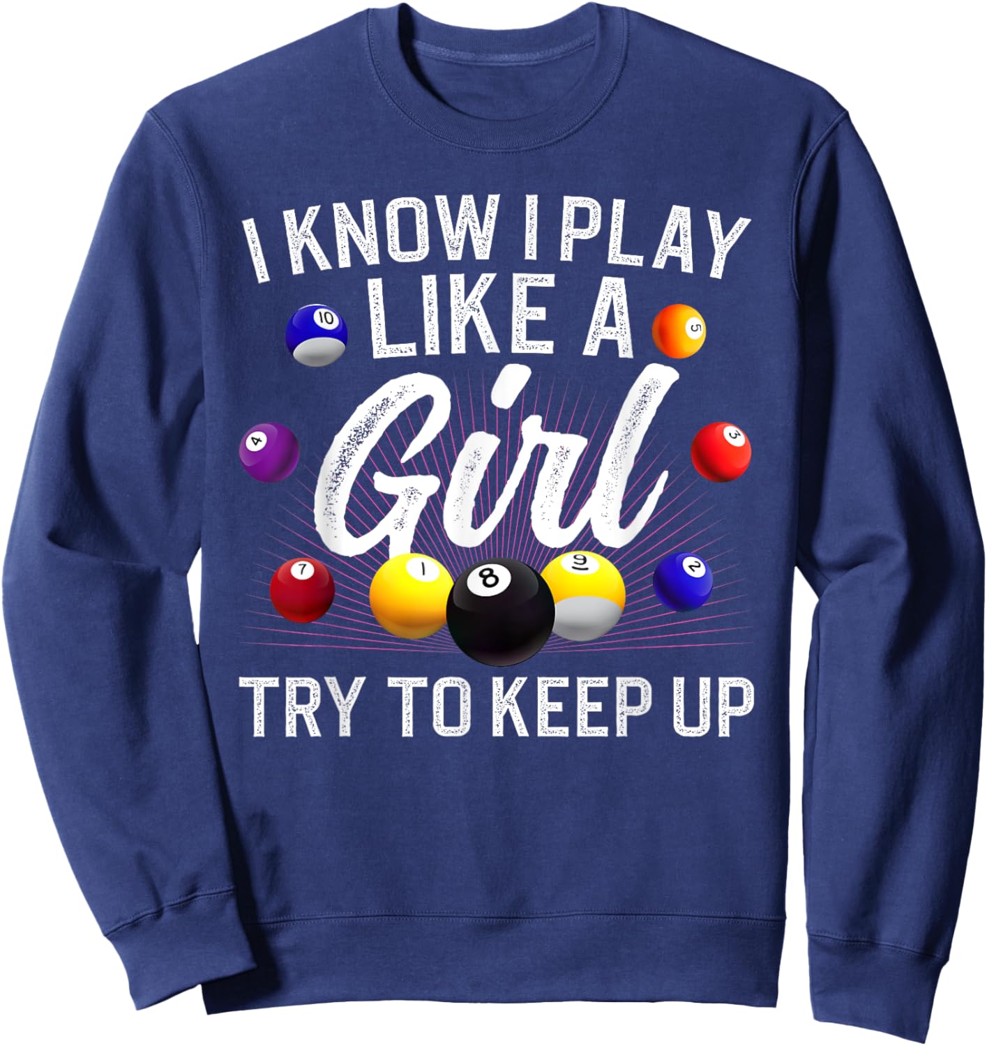 Funny Billiards Design Girls Pool Billiard Player Sweatshirt - Sweatshirt | Navy