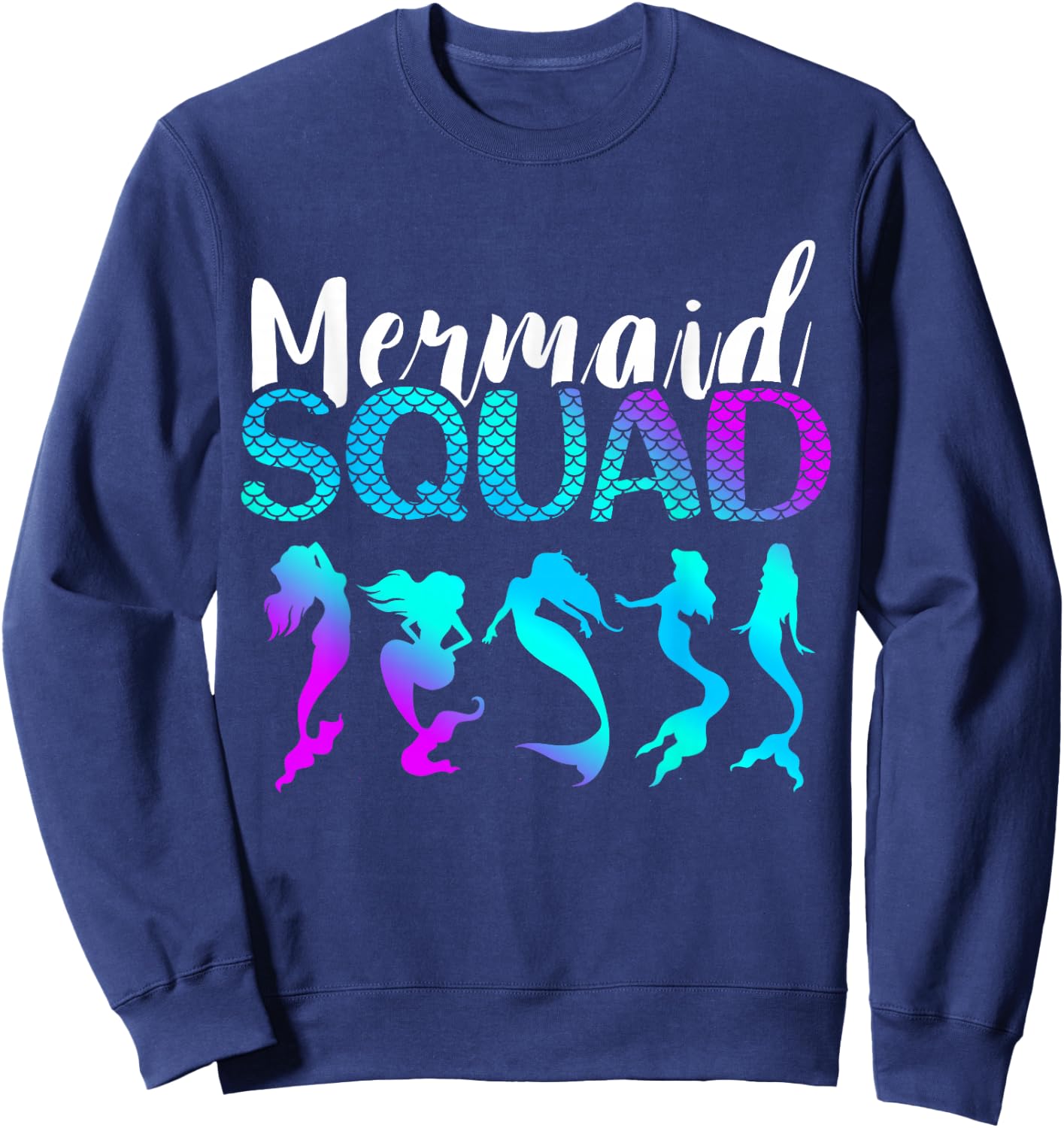 Mermaid Squad Aqua Beautiful Marine Sea Creature Clamshell Sweatshirt - Sweatshirt | Navy