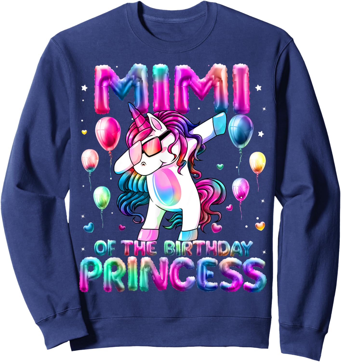 Grandma of the Birthday Princess Girl Dabbing Unicorn Mimi Sweatshirt - Sweatshirt | Navy