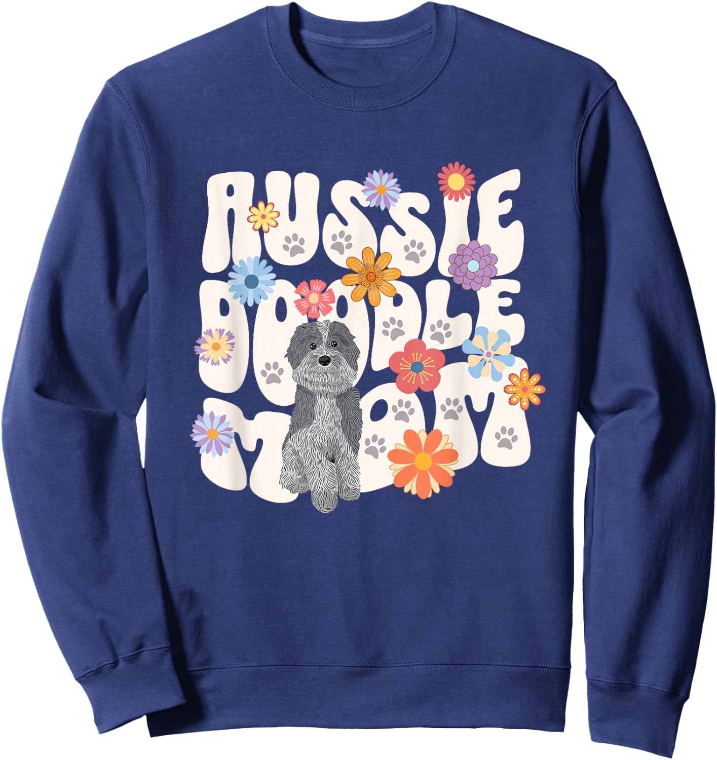 Aussie Doodle Mom Dog Design Sweatshirt - Sweatshirt | Navy