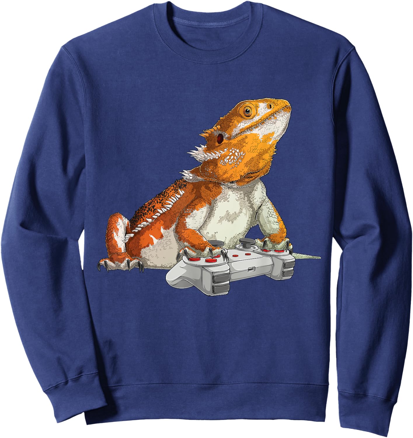 Bearded Dragon Playing Video Games Reptiles lizard Gamers Sweatshirt - Sweatshirt | Navy
