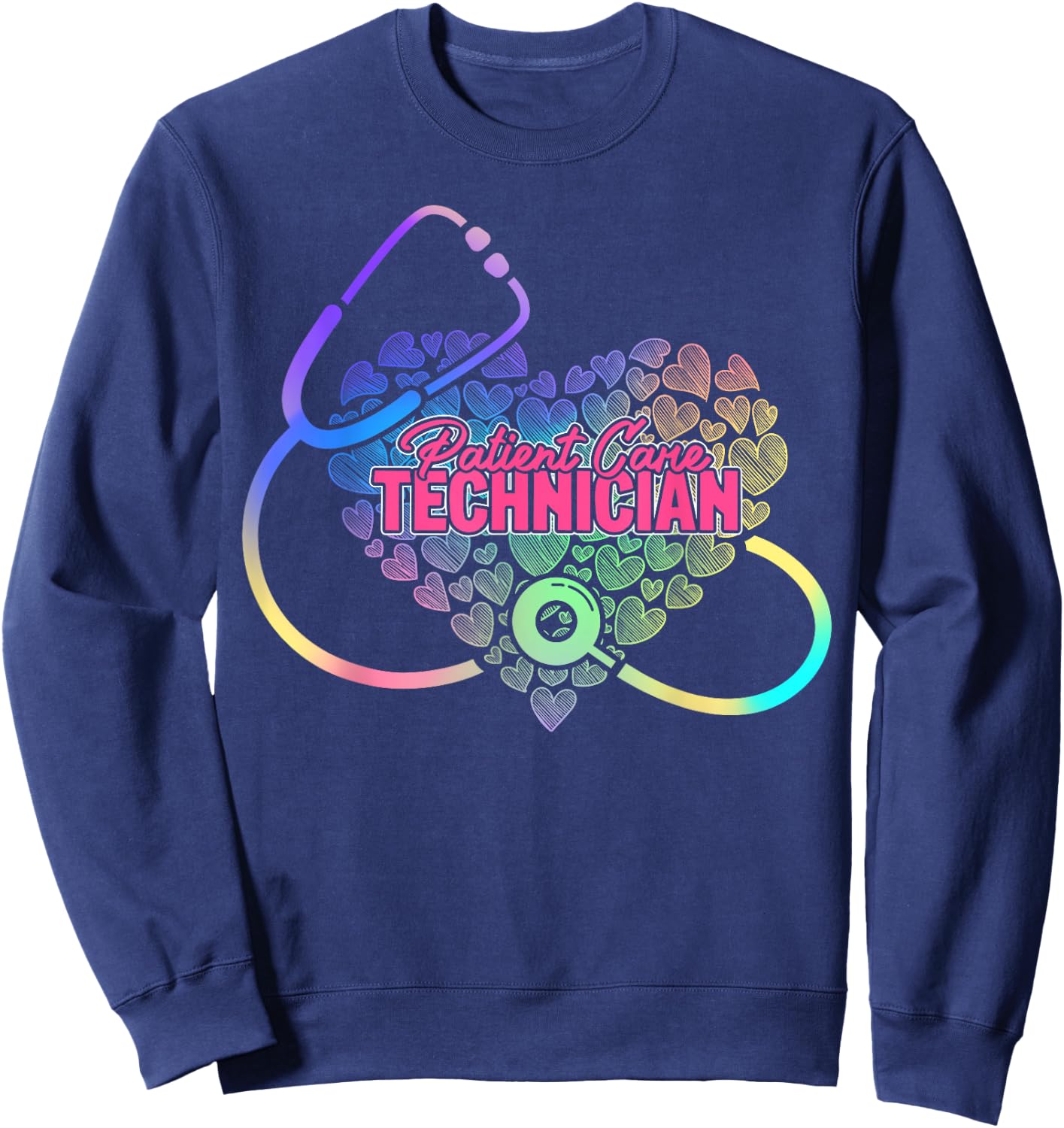 Patient Care Technician Heart Stethoscope Sweatshirt - Sweatshirt | Navy