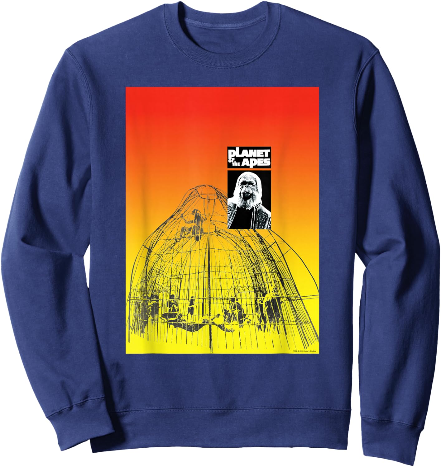 Planet of the Apes 1968 Dr Zaius and Cage Vintage Poster Art , Small Sweatshirt - Sweatshirt | Navy