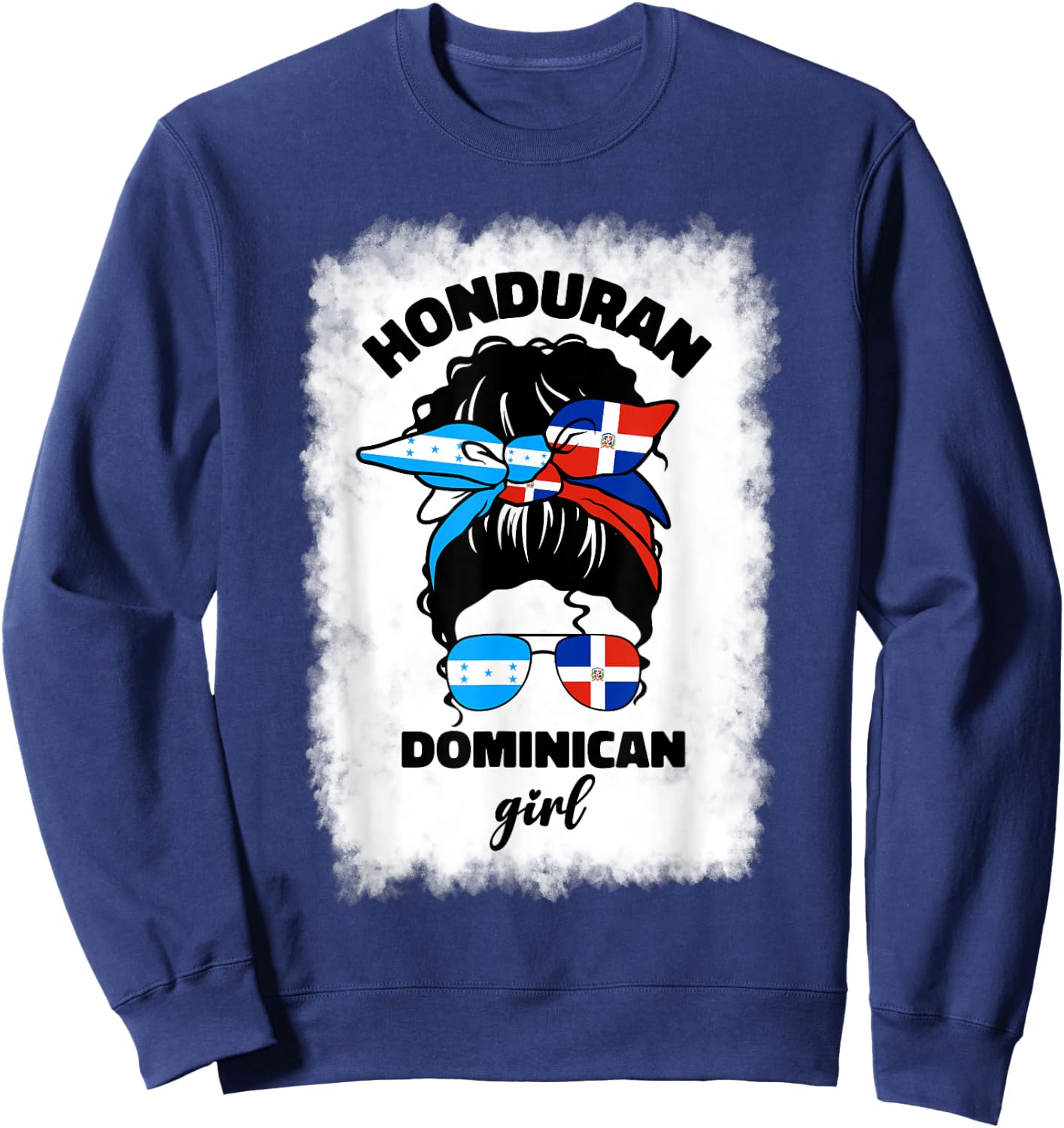 Half Dominican And Honduran Honduras Dominica Flag Girl Mix Sweatshirt - Sweatshirt | Navy