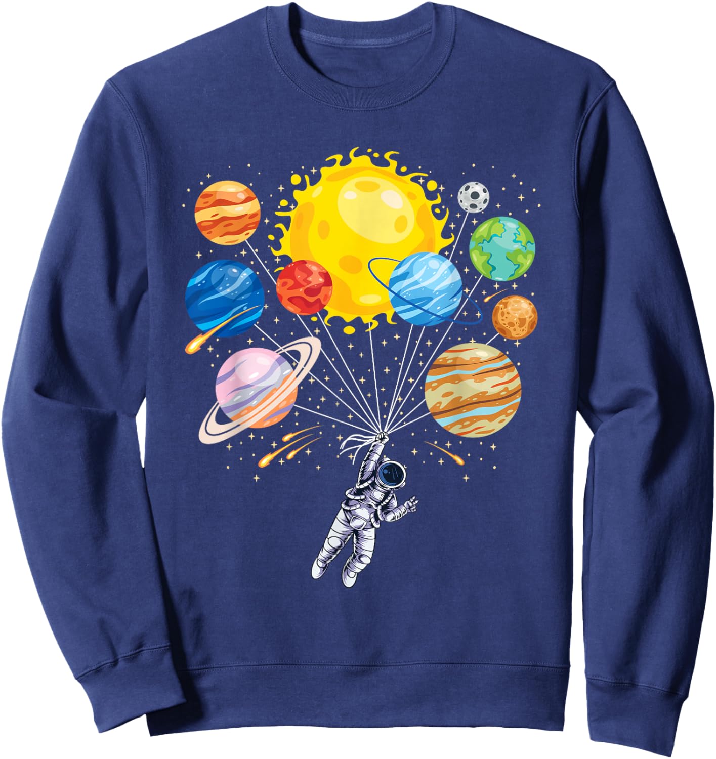 Funny Astronaut Planet Space Solar System Men Women Kids Sweatshirt - Sweatshirt | Navy