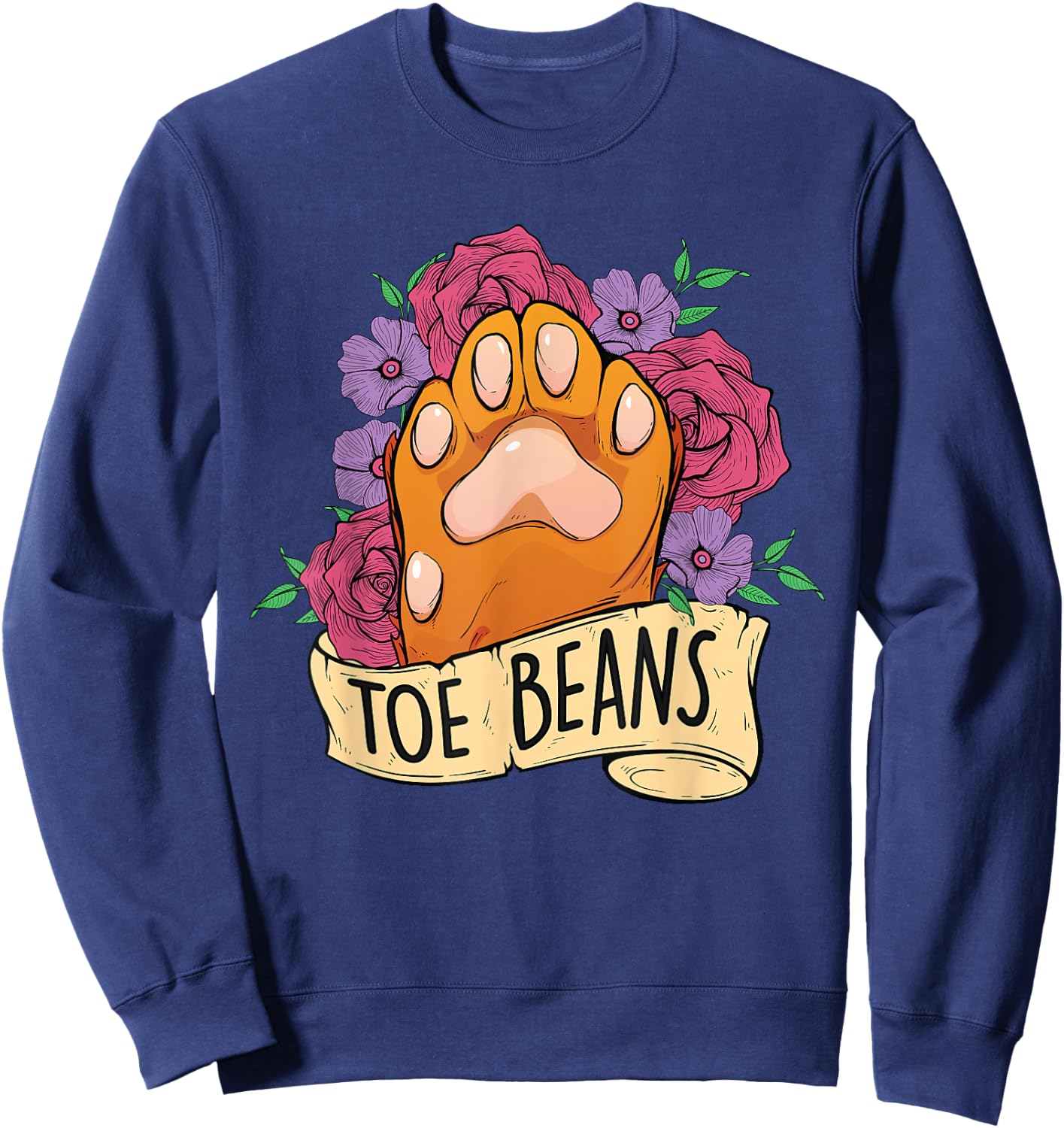 Toe Beans - Retro Paws Cat Owner Animal Lover Veterinarian Women Kids Sweatshirt - Sweatshirt | Navy