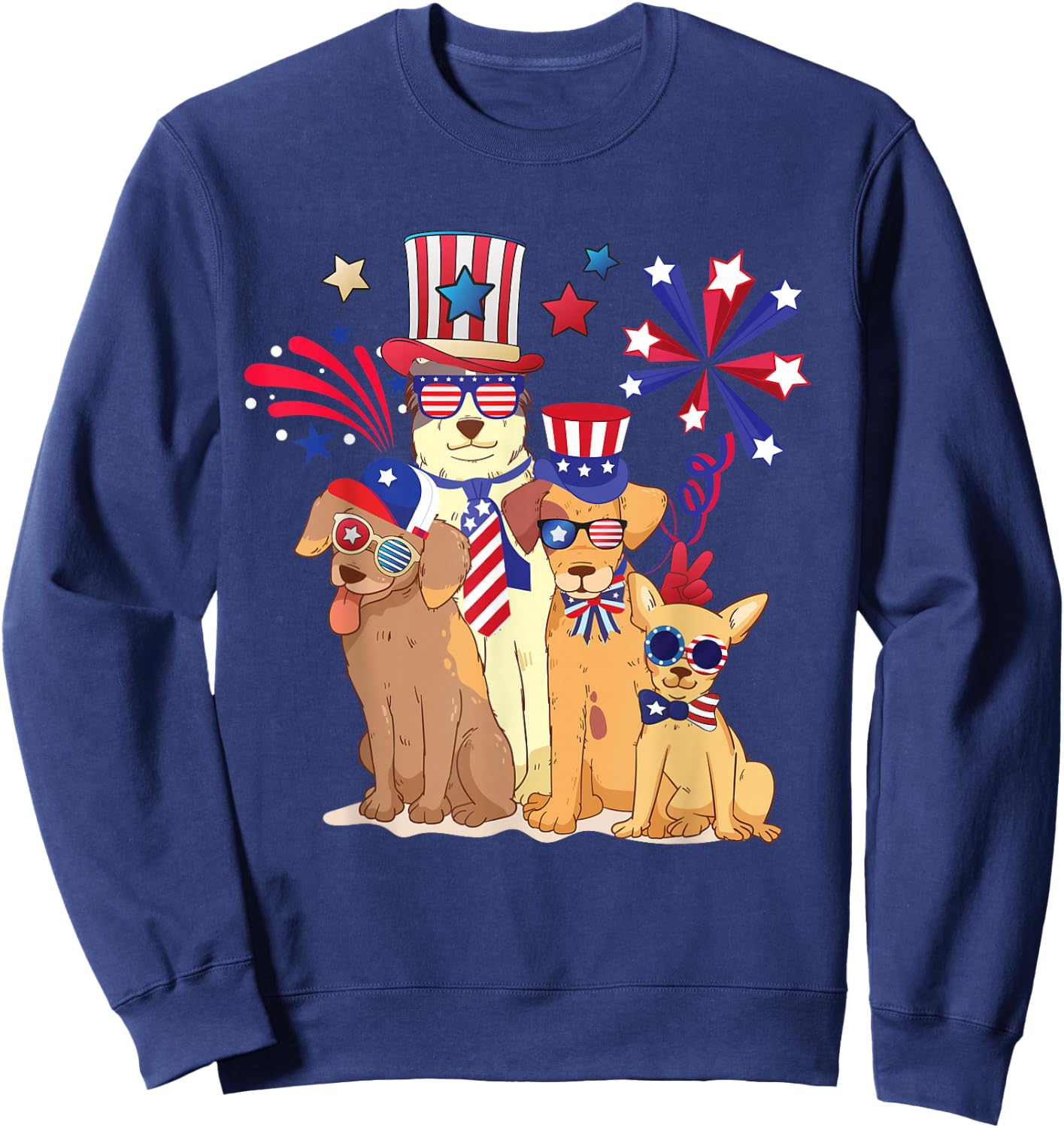 Patriotic Dog 4th Of July Funny Dogs Lovers for Pet Owners Sweatshirt - Sweatshirt | Navy