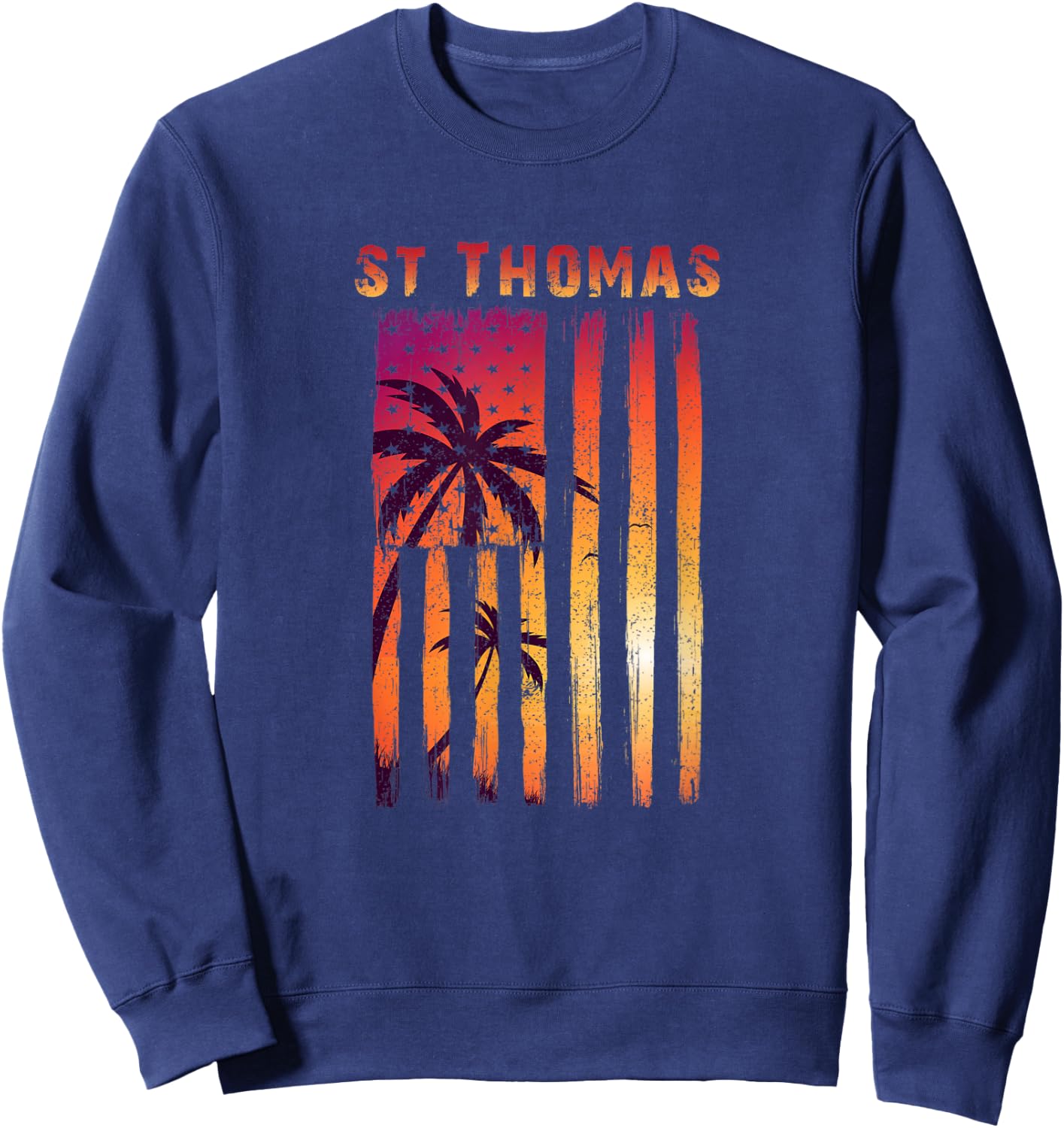 Vintage St. Thomas Patriotic Flag Sweatshirt - Sweatshirt | Navy