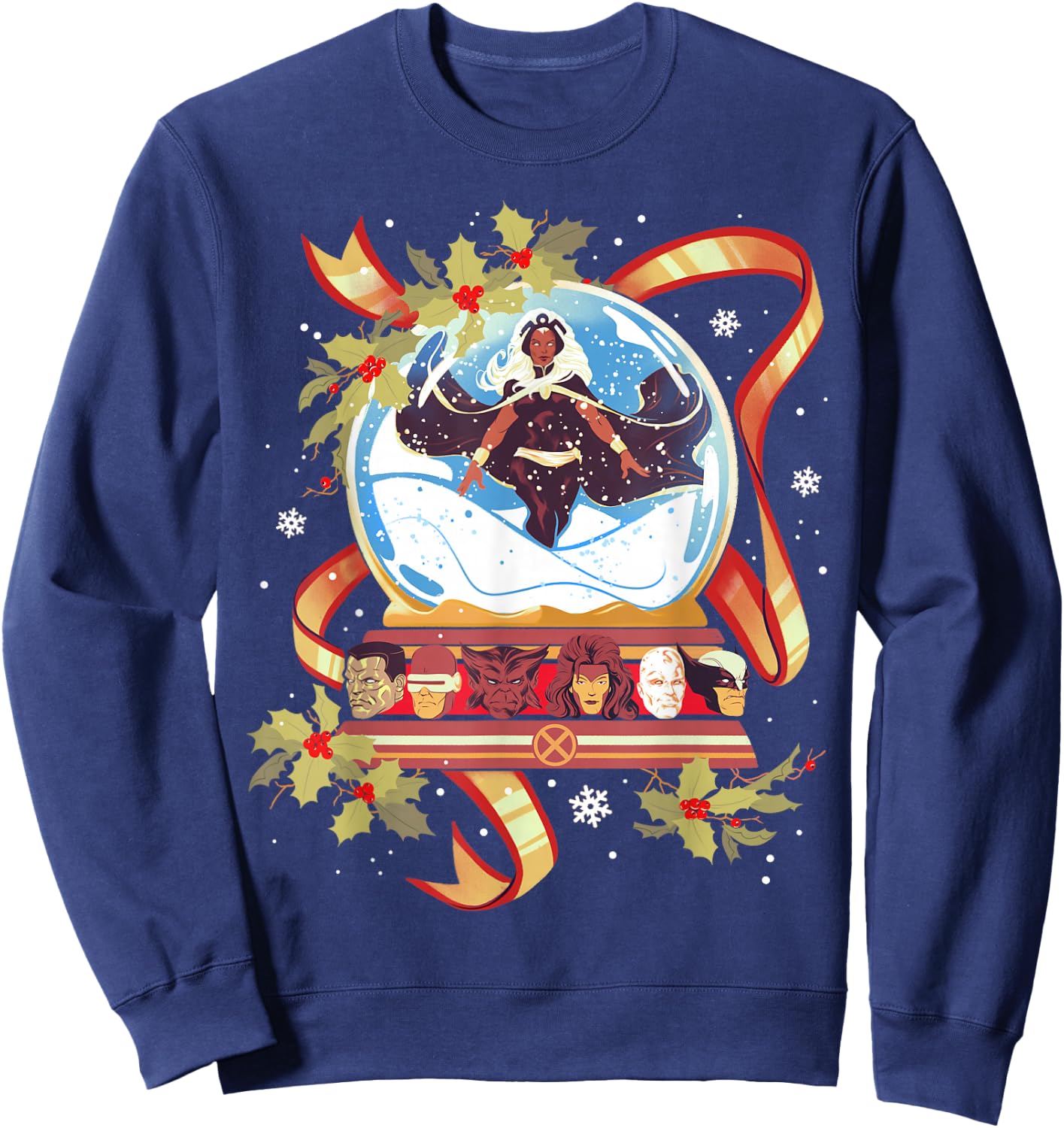 Marvel Storm and the X-Men Christmas Holiday Snow Globe Sweatshirt - Sweatshirt | Navy