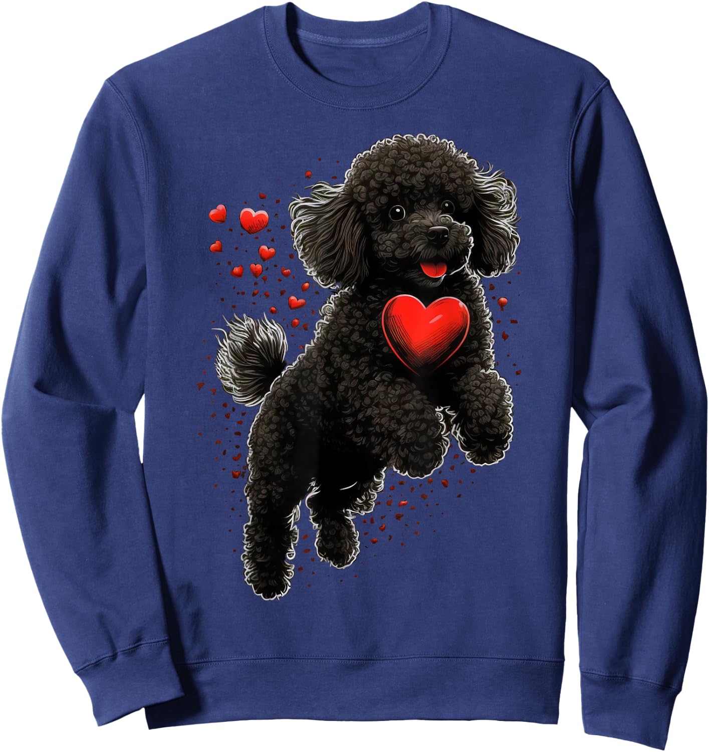 Toy Poodle Love Heart for Valentines Day on Poodle Lover Sweatshirt - Sweatshirt | Navy