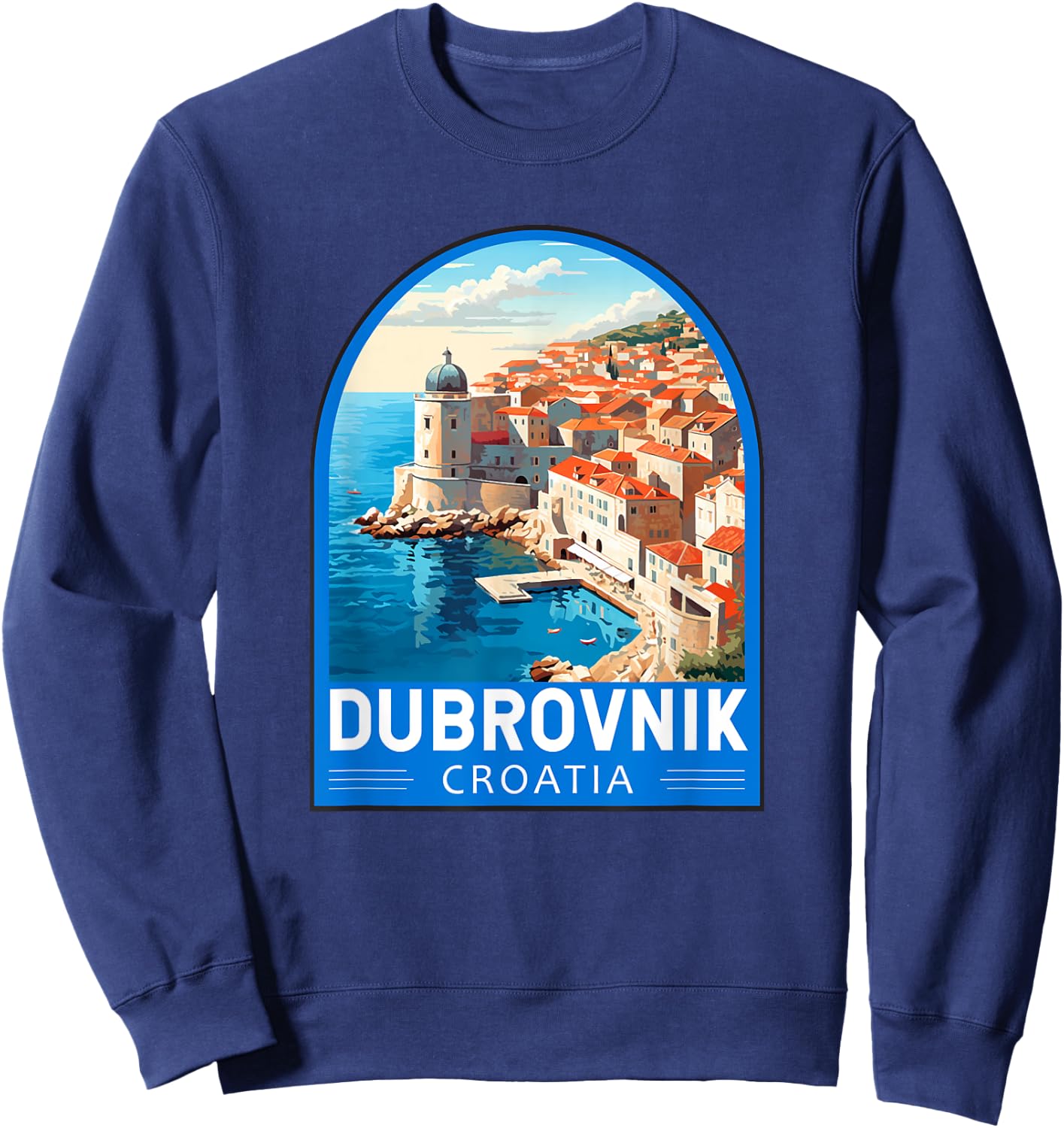 Dubrovnik Croatia Travel Retro Emblem Vintage Sweatshirt - Sweatshirt | Navy