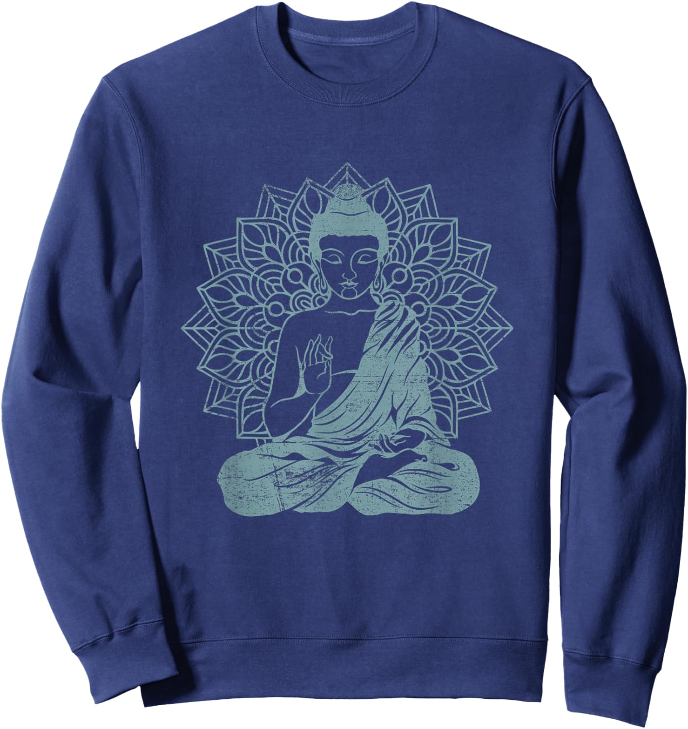 Buddha Blue Buddhism Zen Buddhist Spiritual Meditation Yoga Sweatshirt - Sweatshirt | Navy