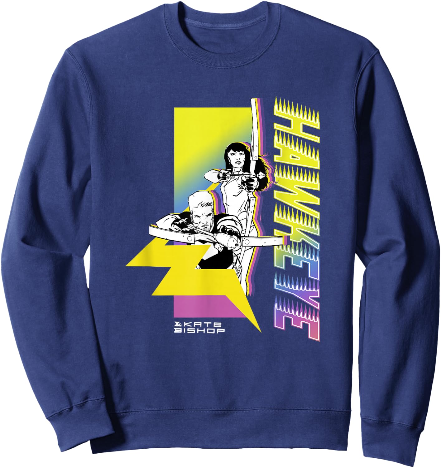 Marvel Comics Retro Classic Hawkeye & Kate Bishop Poster Sweatshirt - Sweatshirt | Navy