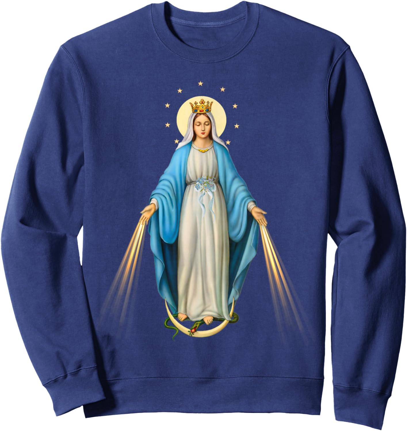 Holy Mother Mary Mother of Jesus Vintage Catholic Art Women Sweatshirt - Sweatshirt | Navy
