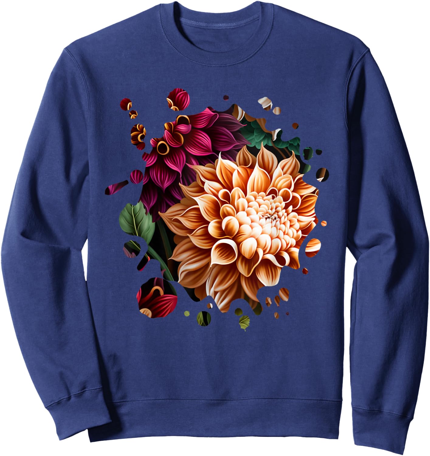 Vintage Dahlia Inspired Flower Plant Lover Funny gardening Sweatshirt - Sweatshirt | Navy