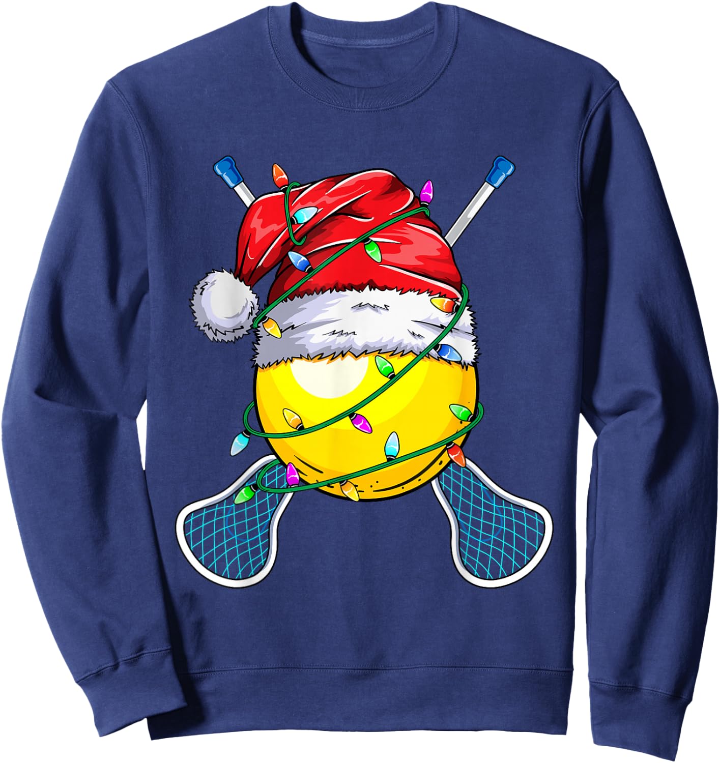 Santa Sports Design- Christmas Lacrosse Player Sweatshirt - Sweatshirt | Navy
