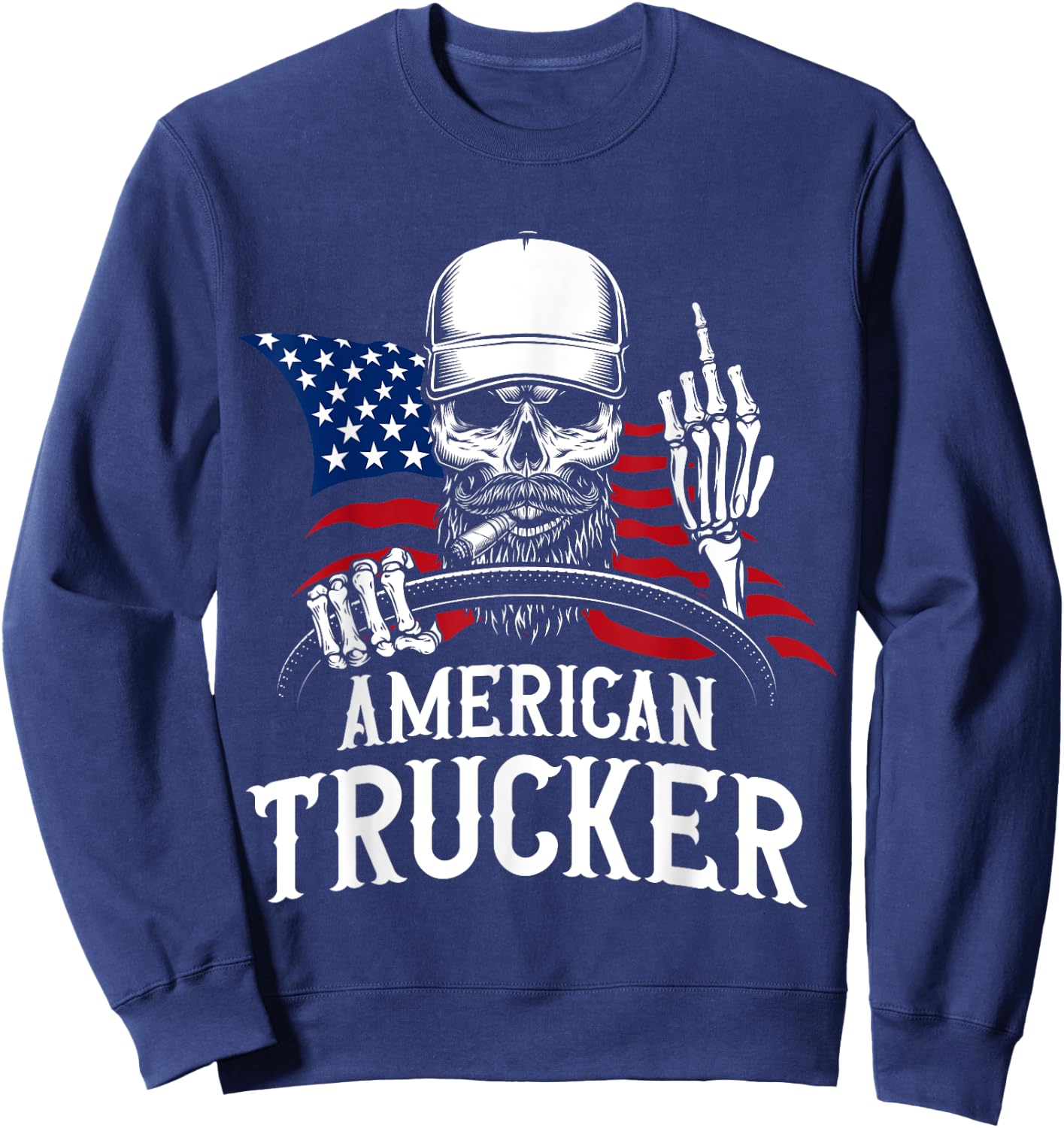 American Trucker for Patriotic Truck Driver Sweatshirt - Sweatshirt | Navy