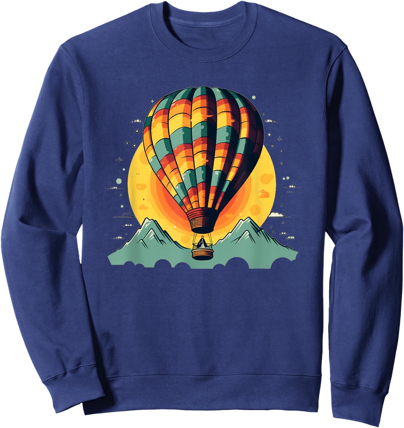 Cool hot Air Balloon with Mountains Sweatshirt - Sweatshirt | Navy