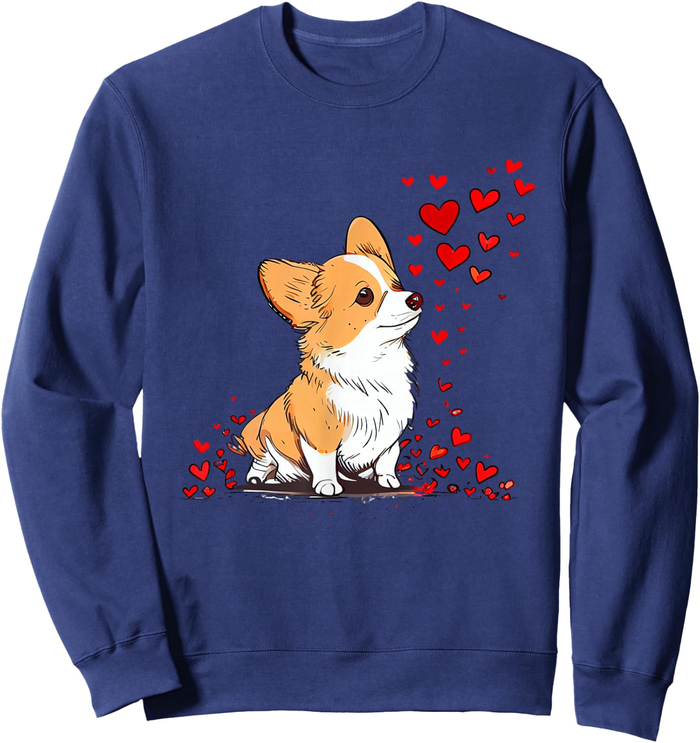 Dog Valentine Cute Corgi Valentine's Day Sweatshirt - Sweatshirt | Navy