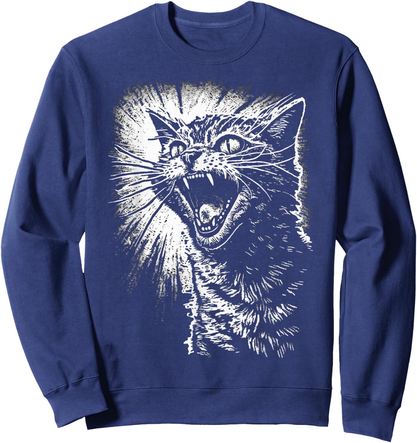 Angry Aggressive Hissing Cat Ready to Attack Sweatshirt - Sweatshirt | Navy