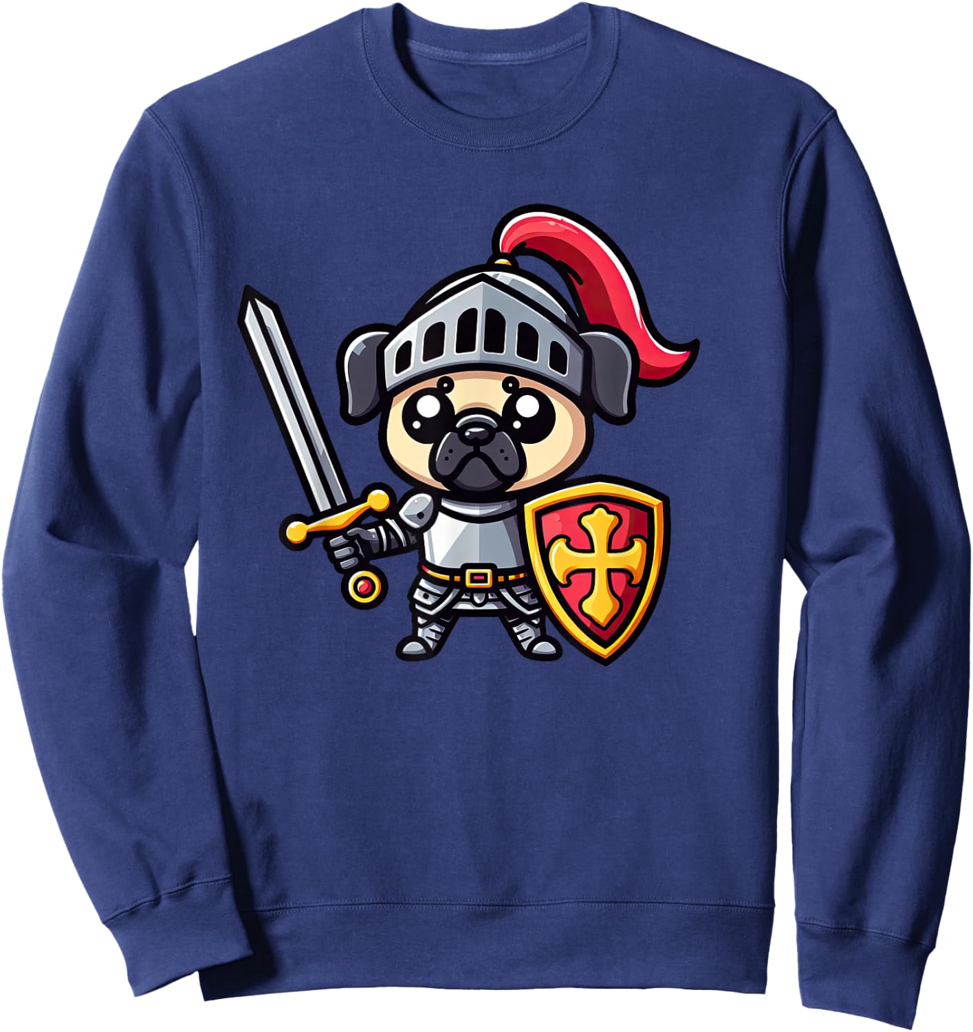 Pug Knight Funny Dog Medieval Women Girls Kids Sweatshirt - Sweatshirt | Navy