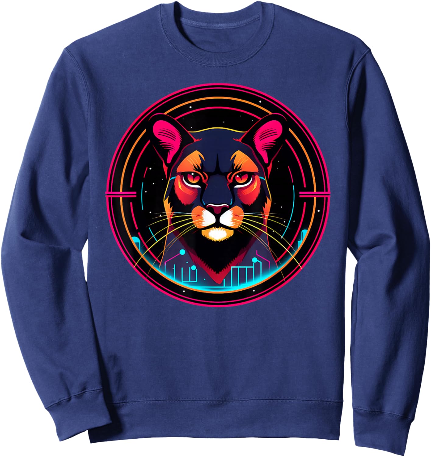 Cougar Mountain Lion in Space Funny Animals Galaxy Explorers Sweatshirt - Sweatshirt | Navy