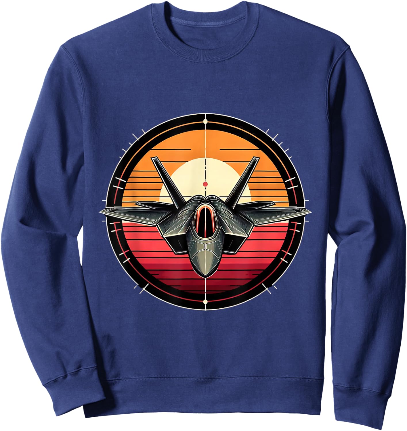 F-22 Raptor Fighter Jet Silhouette Sunset Military Aviation Sweatshirt - Sweatshirt | Navy