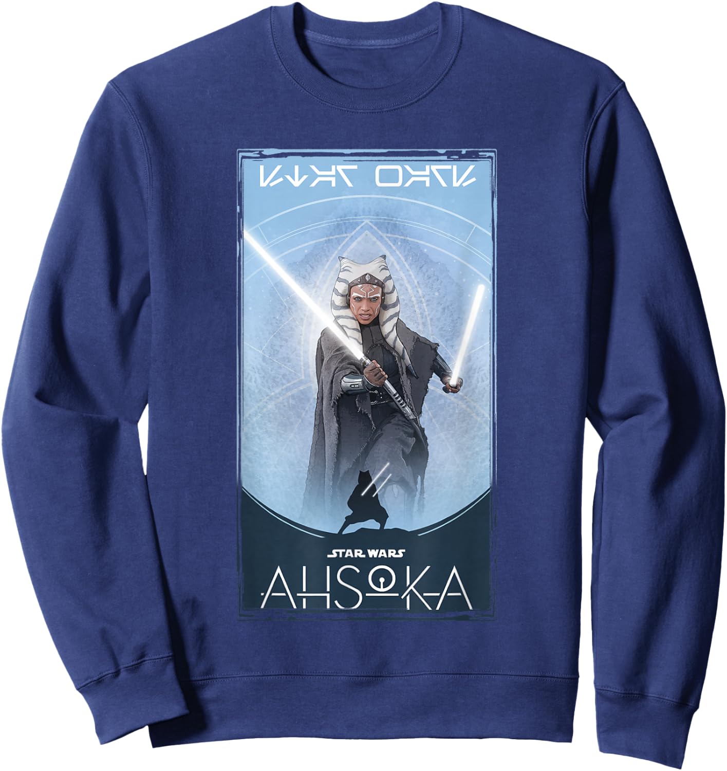 Star Wars: Ahsoka Tano Silhouette Atop Logo Poster Sweatshirt - Sweatshirt | Navy