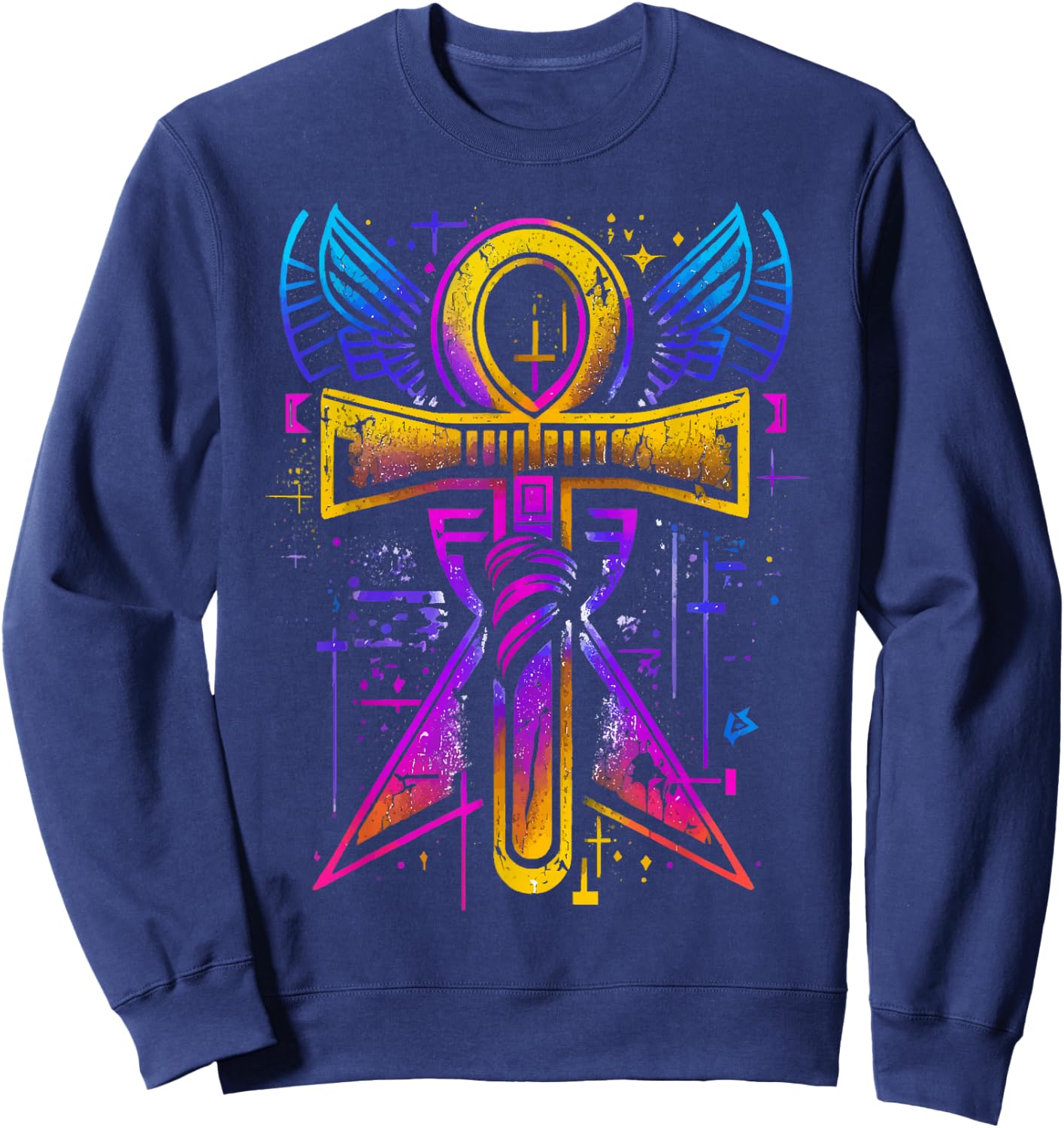 Ankh Symbol Ancient Egyptian Key Of Life Egypt Hieroglyphic Sweatshirt - Sweatshirt | Navy