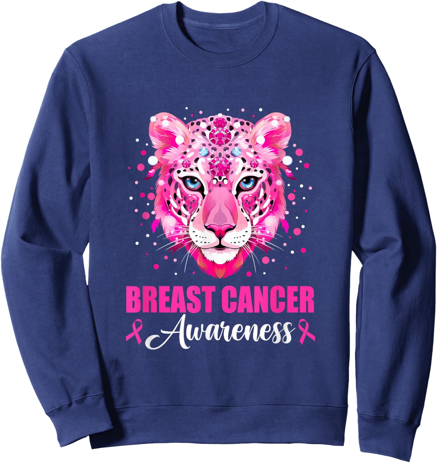 In October We Wear Pink Cute Little Lion Breast Cancer Women Sweatshirt - Sweatshirt | Navy