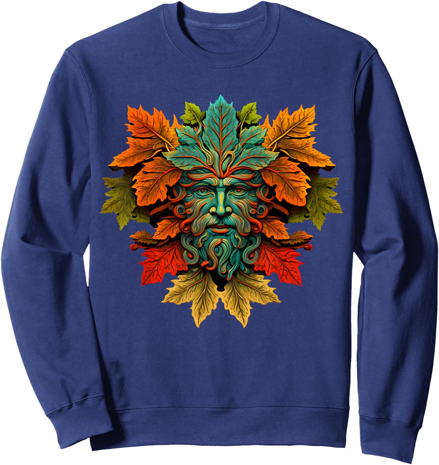 Traditional Pagan Celtic Greenman Sweatshirt - Sweatshirt | Navy
