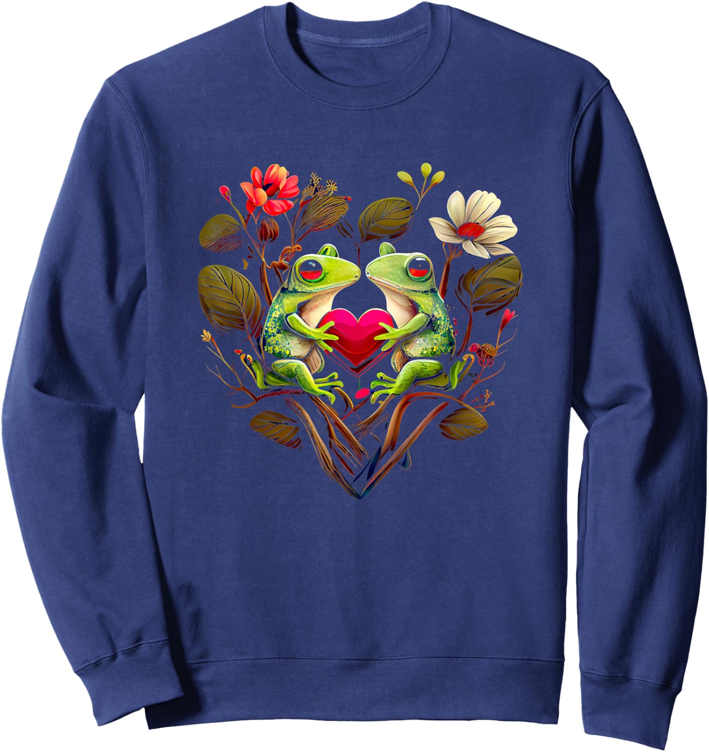 Heart-shaped Frog couple - Valentine's day Sweatshirt - Sweatshirt | Navy