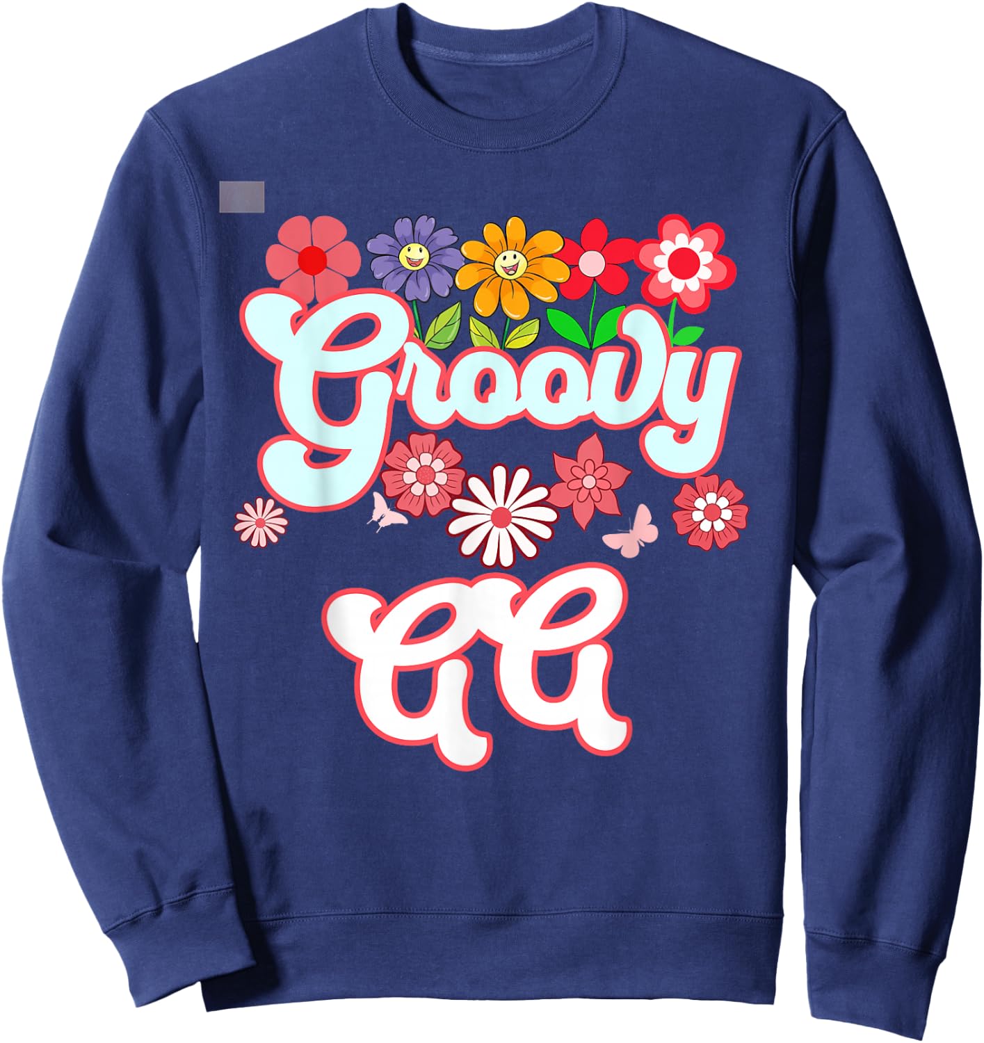 Groovy GG Floral Hippie Retro Daisy Flower Mother's Day Sweatshirt - Sweatshirt | Navy