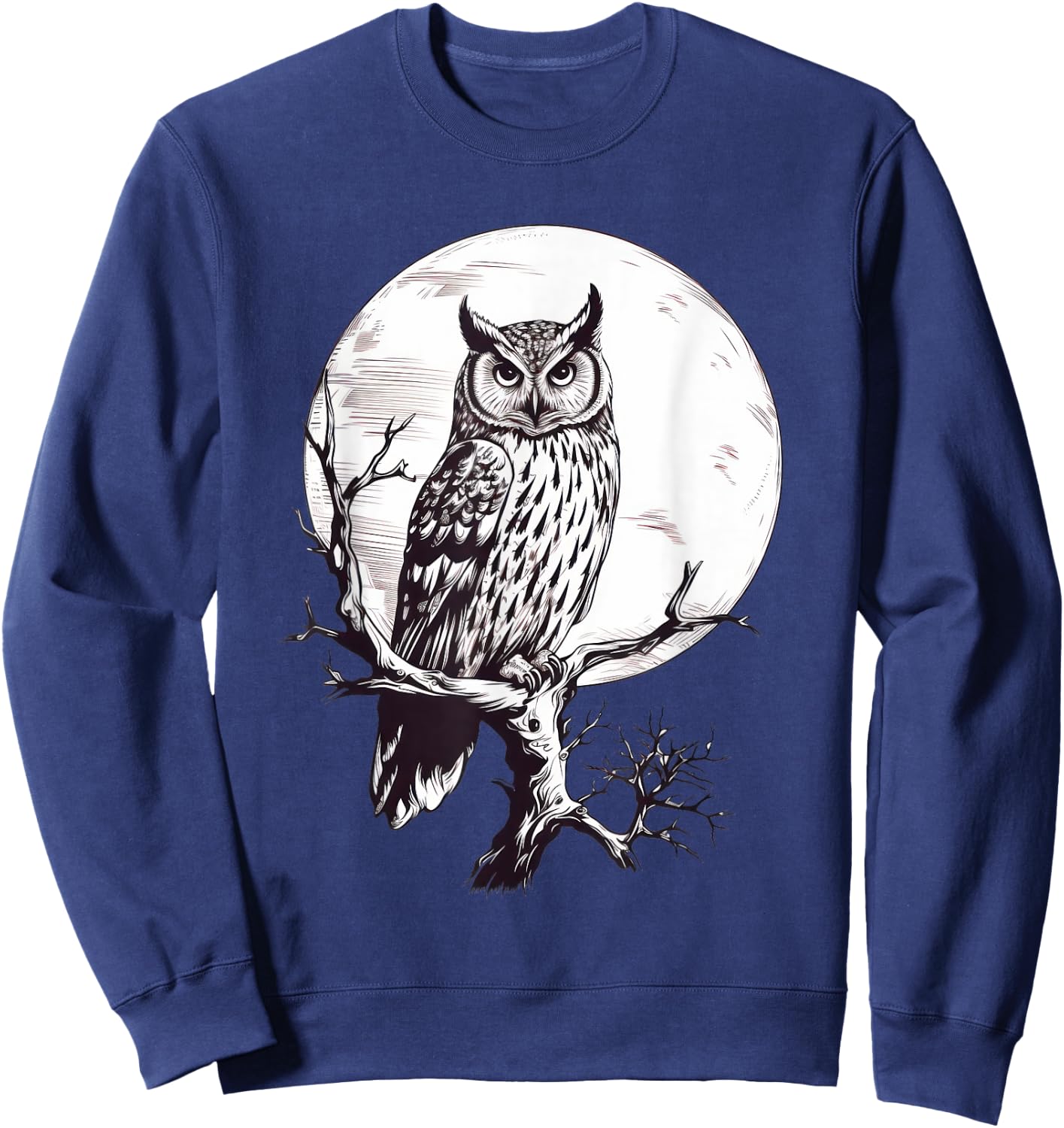 Owl Moon Graphic Women Men Girls Boys Sweatshirt - Sweatshirt | Navy