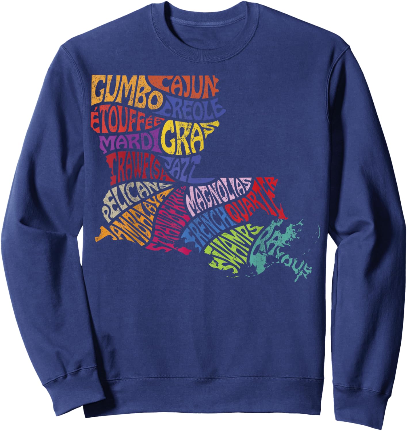 Louisiana State Map Mardi Gras Creole Cajun Culture Sweatshirt - Sweatshirt | Navy