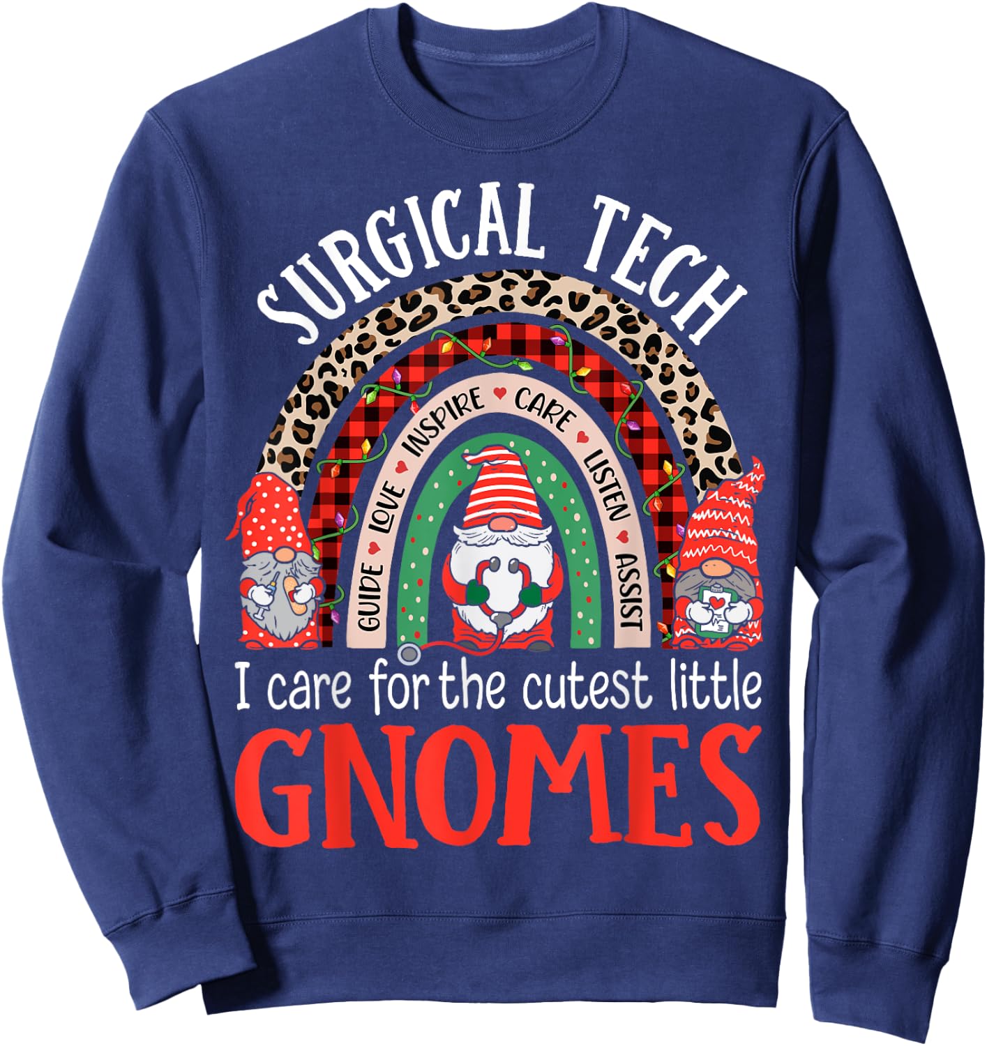 Christmas Surgical Tech Gnomes Surgical Nursing Technologist Sweatshirt - Sweatshirt | Navy