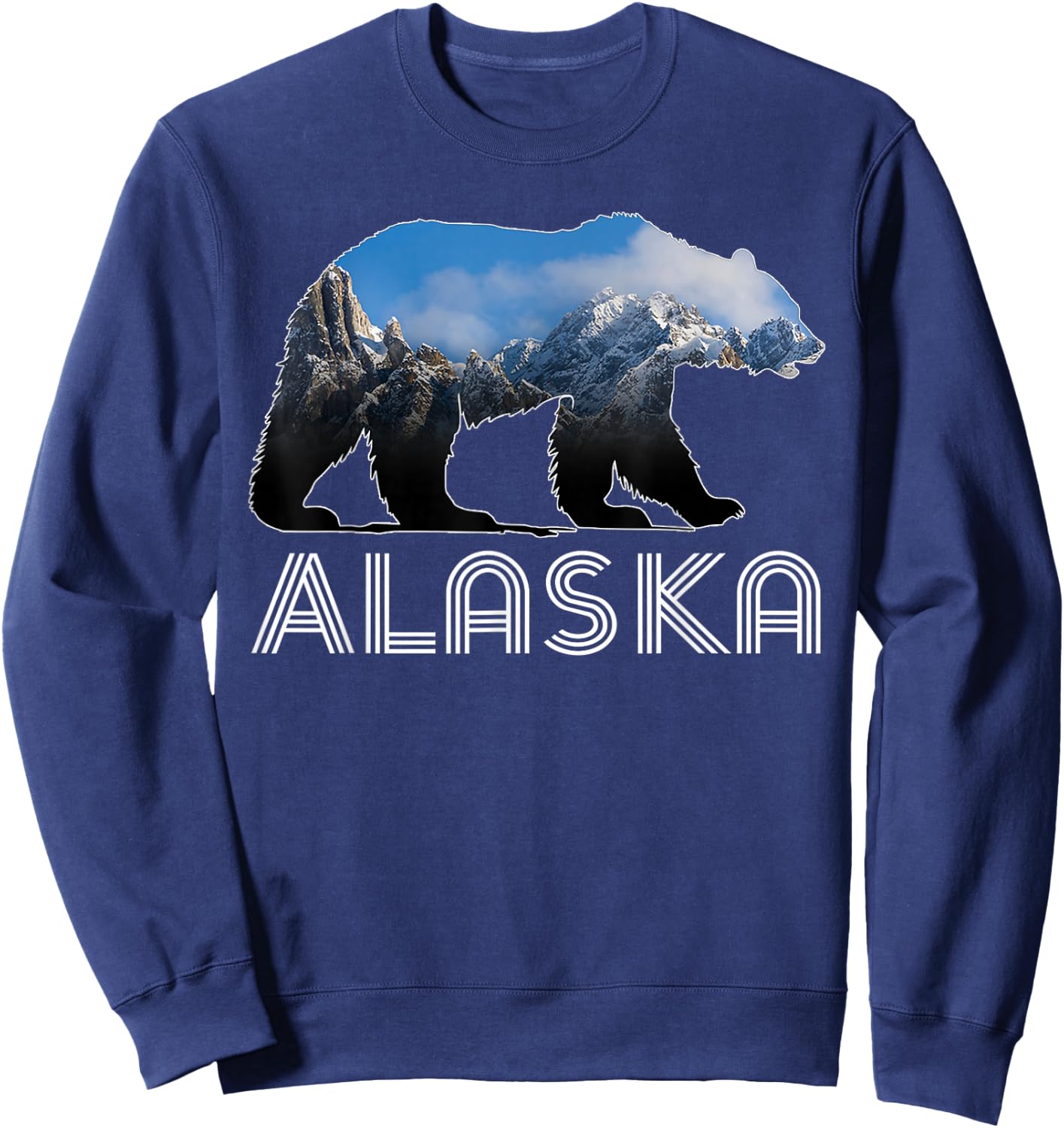 Alaskan Mountains Bear Grizzly Alaska State Souvenirs Sweatshirt - Sweatshirt | Navy