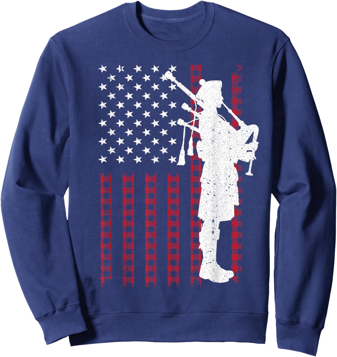 Cool US Flag Bagpiper Design Women Bagpipe Players Sweatshirt - Sweatshirt | Navy
