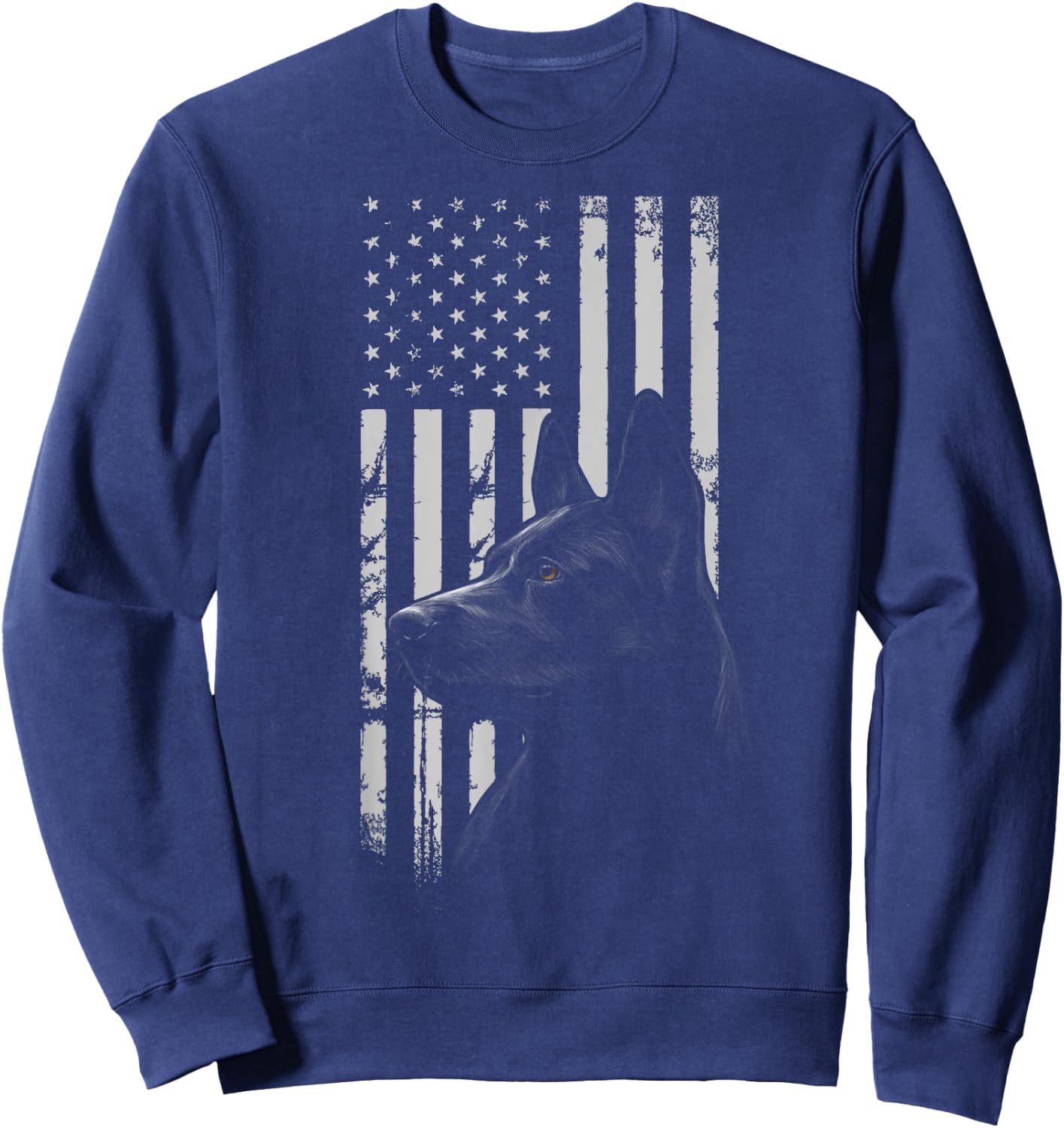 Black German Shepherd American Flag USA Flag Sweatshirt - Sweatshirt | Navy